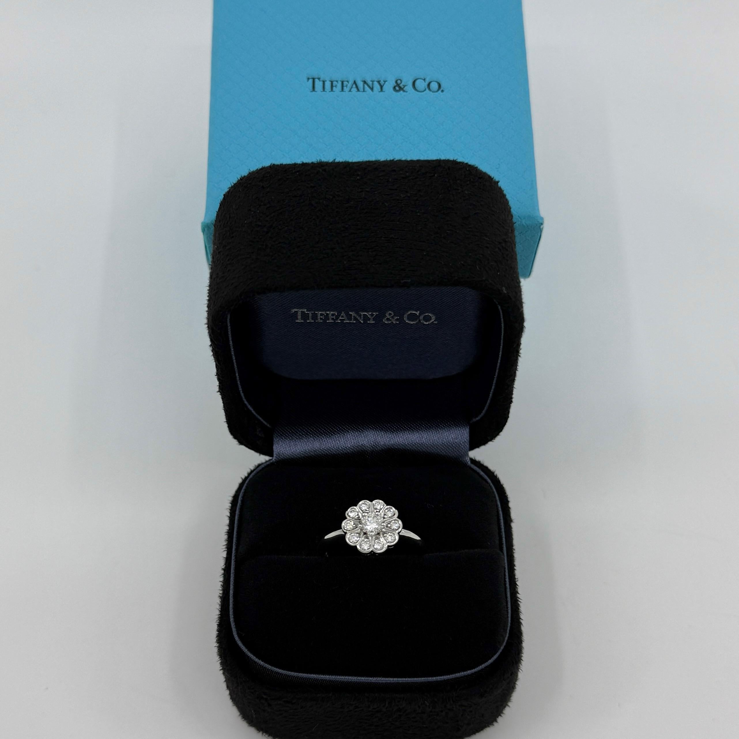 Vintage Tiffany & Co. Enchanted Flower Natural Diamond Platinum Halo Ring For Sale 5