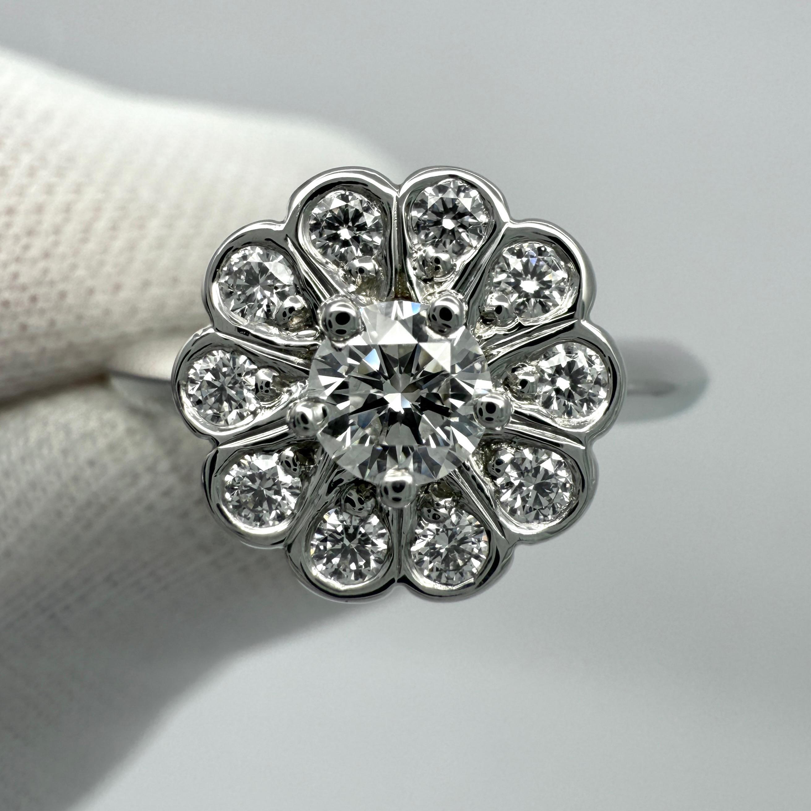 Vintage Tiffany & Co. Enchanted Flower Natural Diamond Platinum Halo Ring For Sale 2