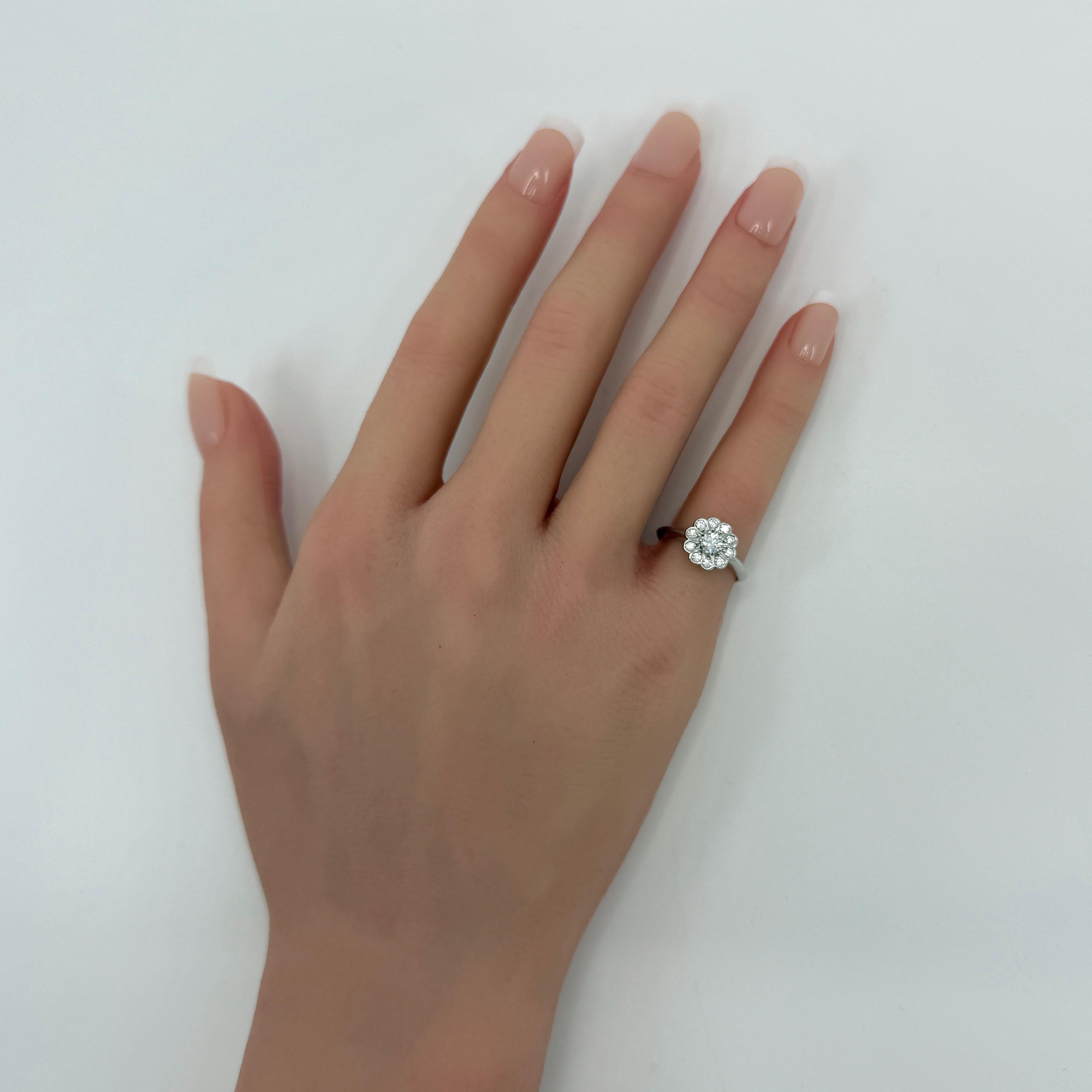 Vintage Tiffany & Co. Enchanted Flower Natural Diamond Platinum Halo Ring For Sale 3