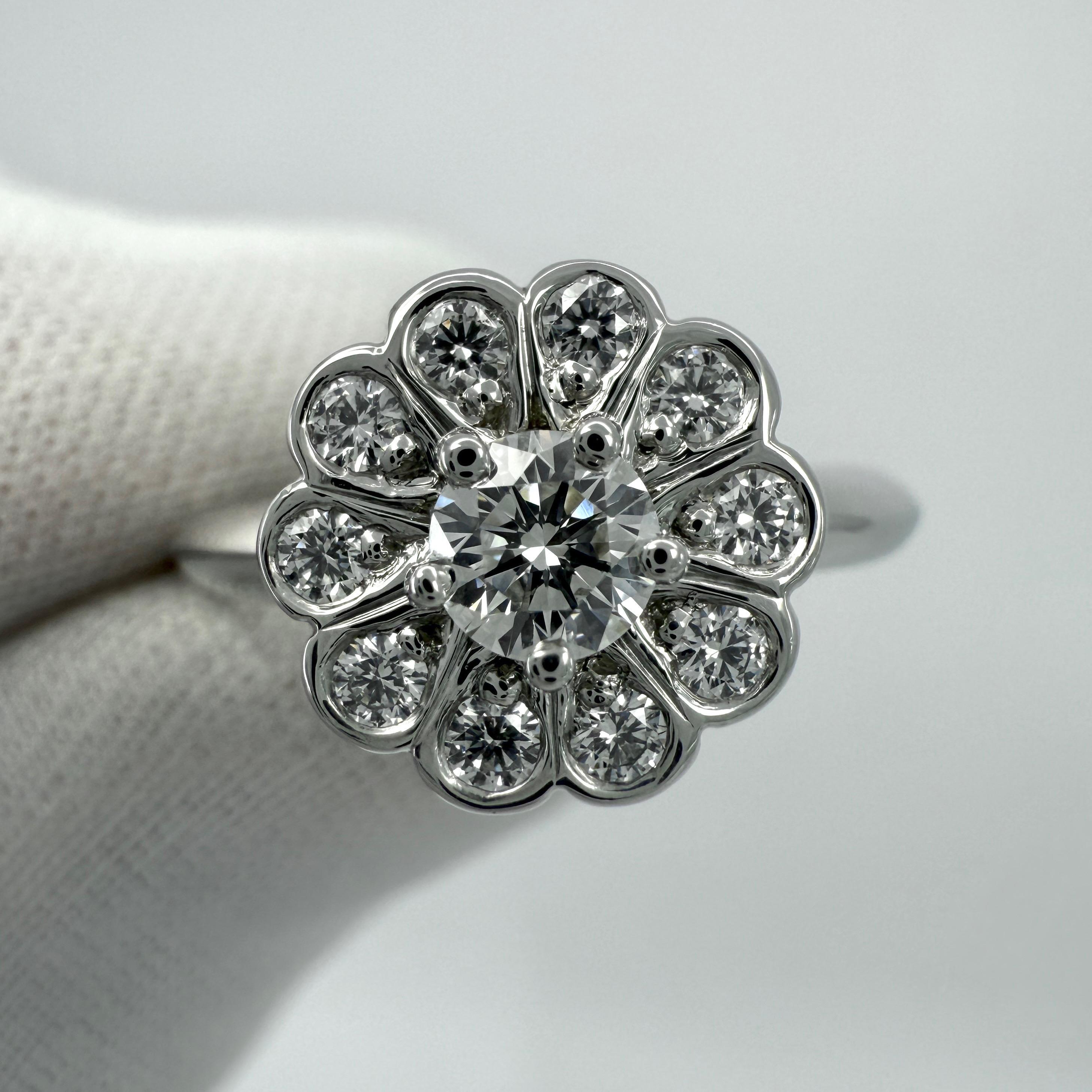 Vintage Tiffany & Co. Enchanted Flower Natural Diamond Platinum Halo Ring For Sale 4