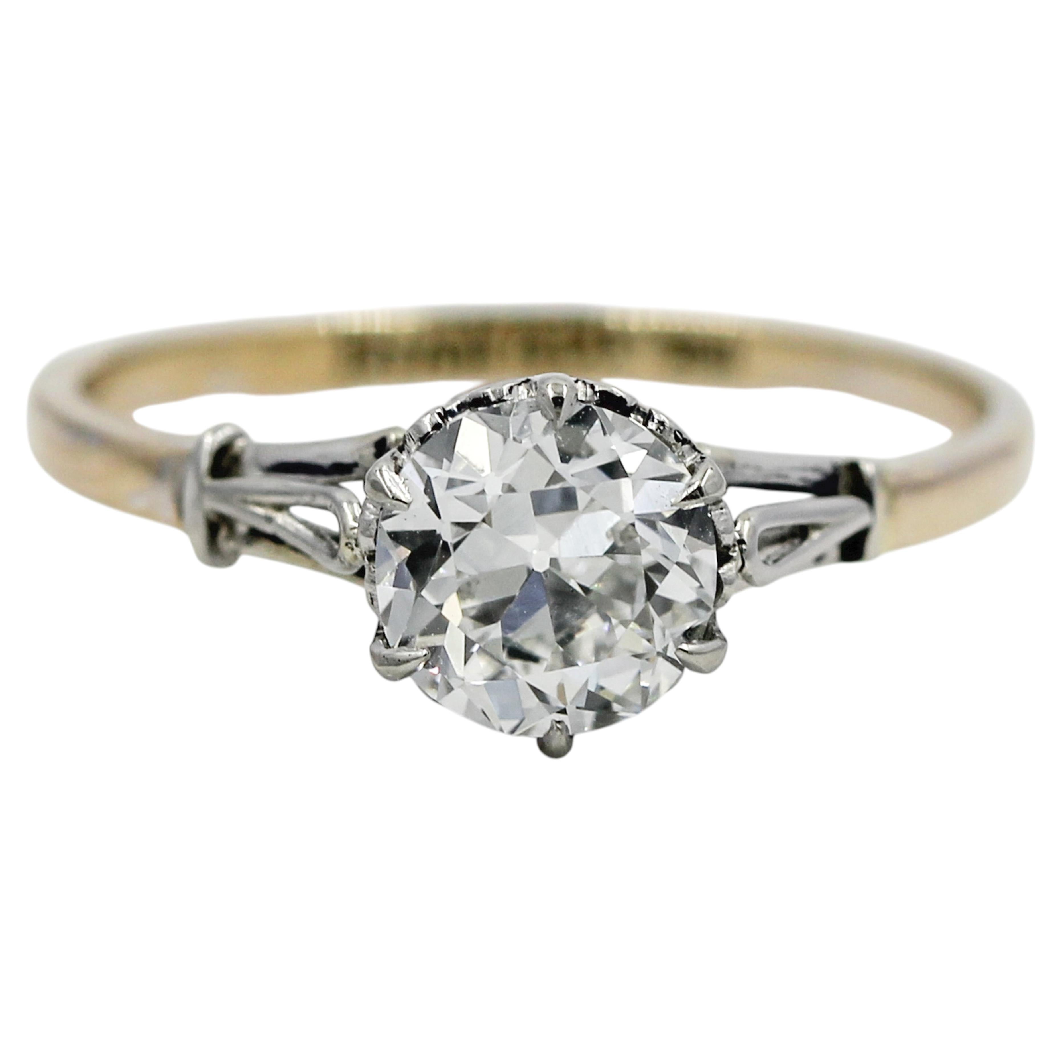 Vintage Tiffany & Co. Engagement Ring in 18K White/Yellow Gold GIA Cert 1.35 CTW