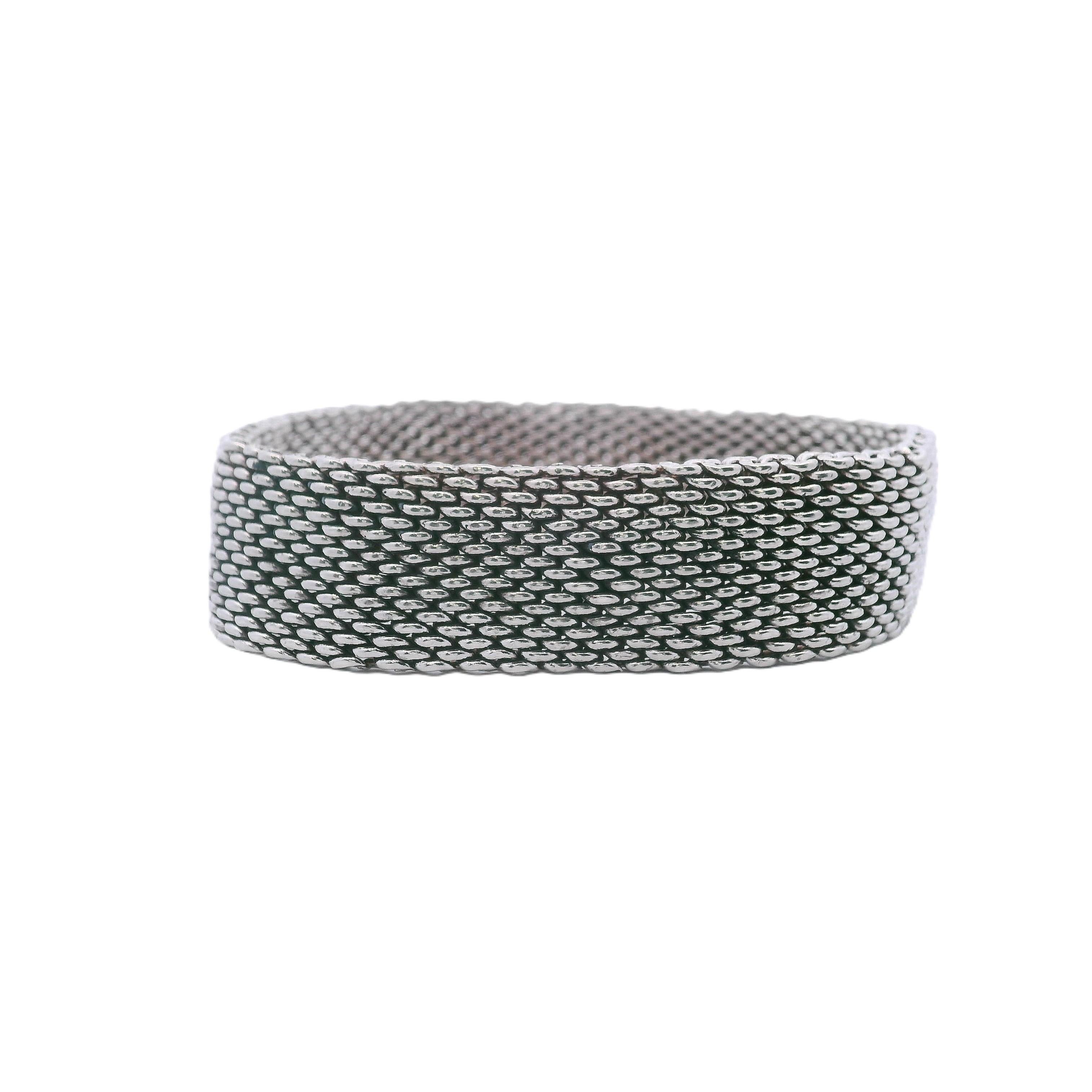 Weinlese Tiffany & Co. Nachlass Sterlingsilber Mesh-Armband im Zustand „Gut“ im Angebot in Aventura, FL