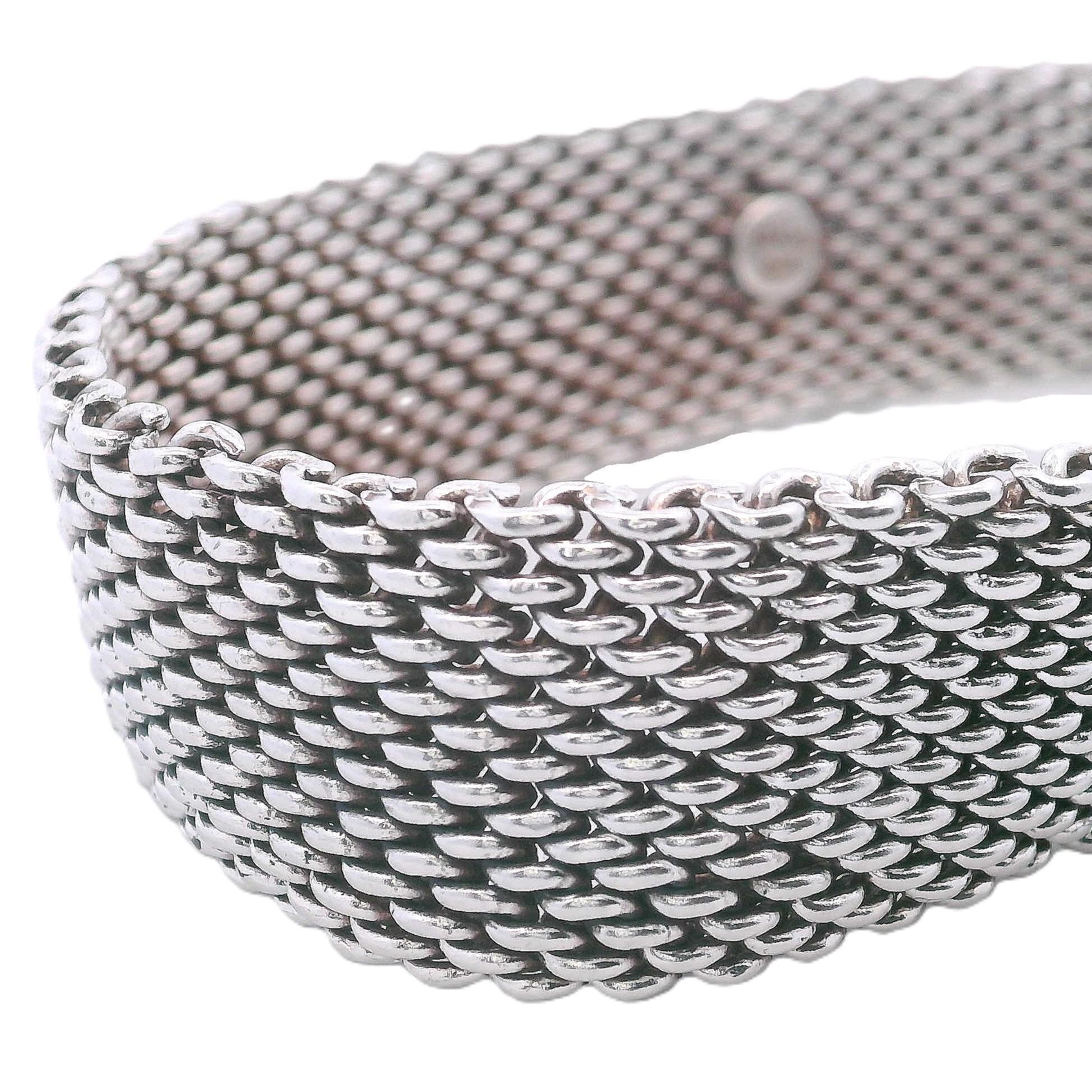 Weinlese Tiffany & Co. Nachlass Sterlingsilber Mesh-Armband für Damen oder Herren im Angebot