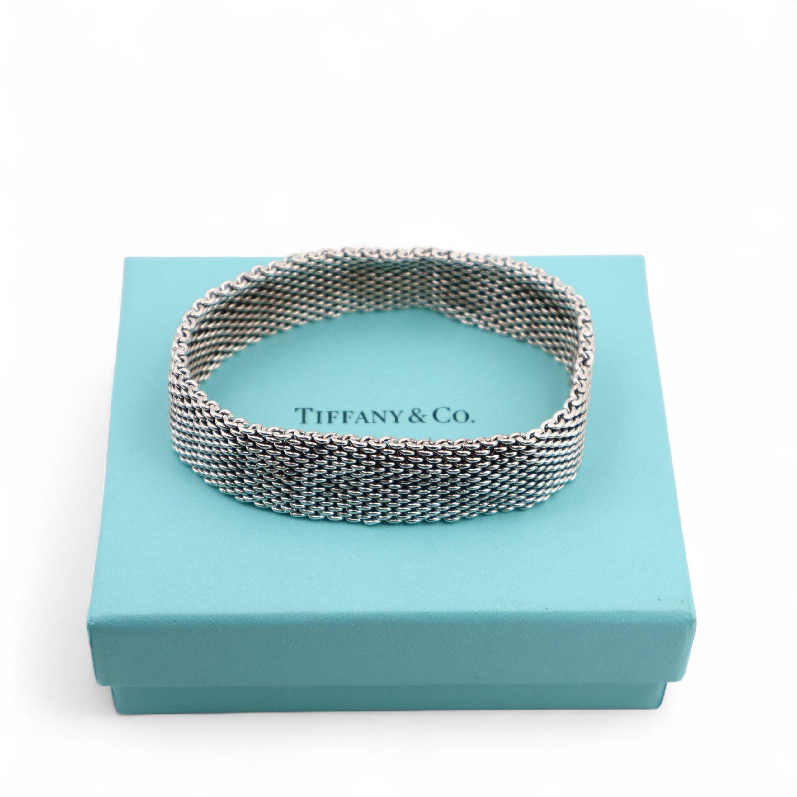 Weinlese Tiffany & Co. Nachlass Sterlingsilber Mesh-Armband im Angebot 1