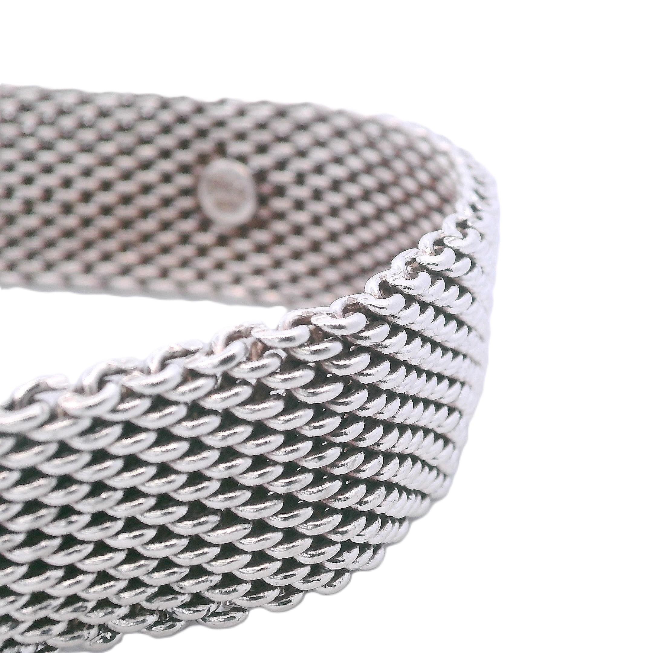 Weinlese Tiffany & Co. Nachlass Sterlingsilber Mesh-Armband im Angebot 2