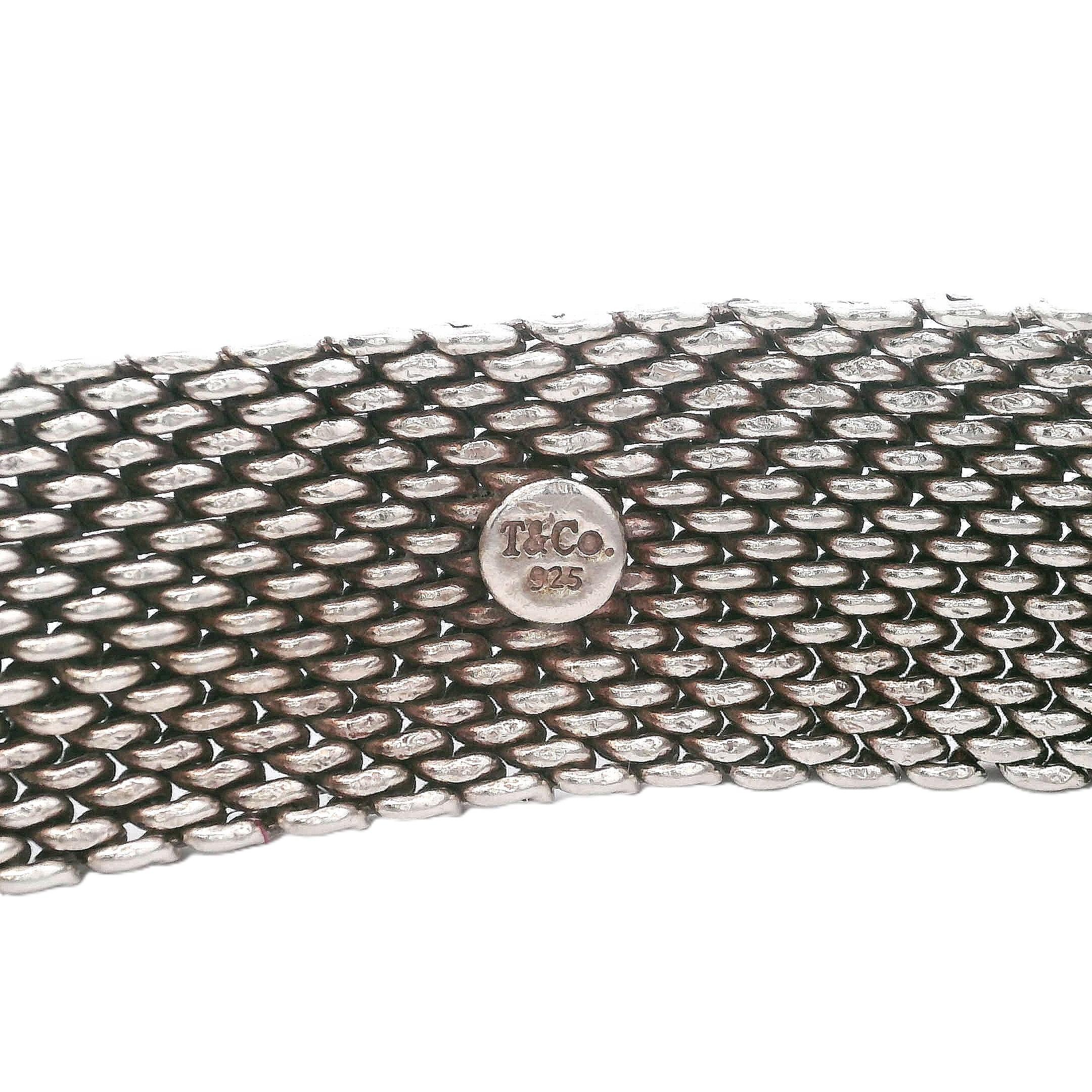 Weinlese Tiffany & Co. Nachlass Sterlingsilber Mesh-Armband im Angebot 3