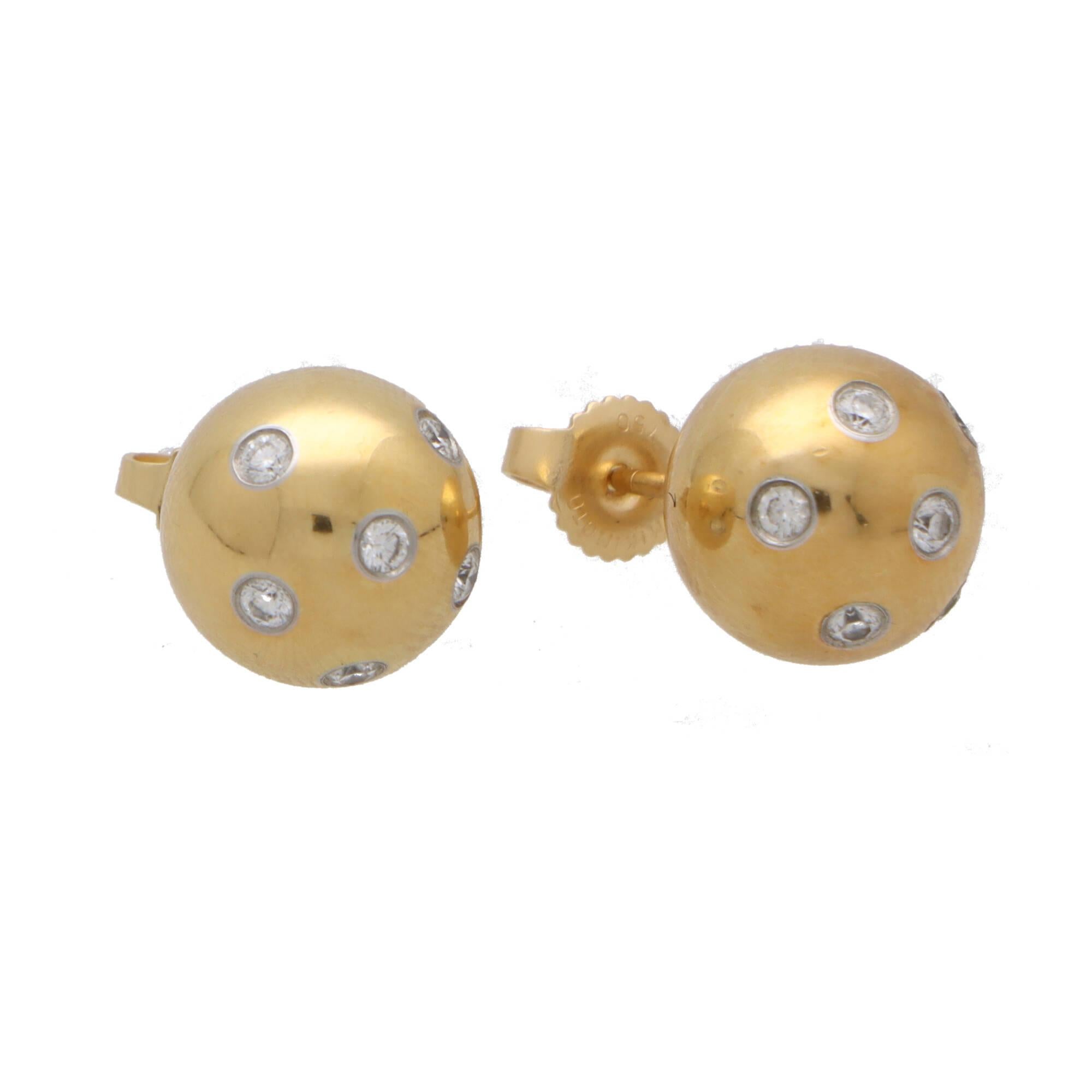 Modern Vintage Tiffany & Co. Etoile Diamond Ball Earrings in 18k Gold and Platinum