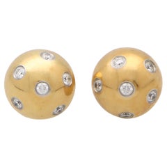 Vintage Tiffany & Co. Etoile Diamond Ball Earrings in 18k Gold and Platinum