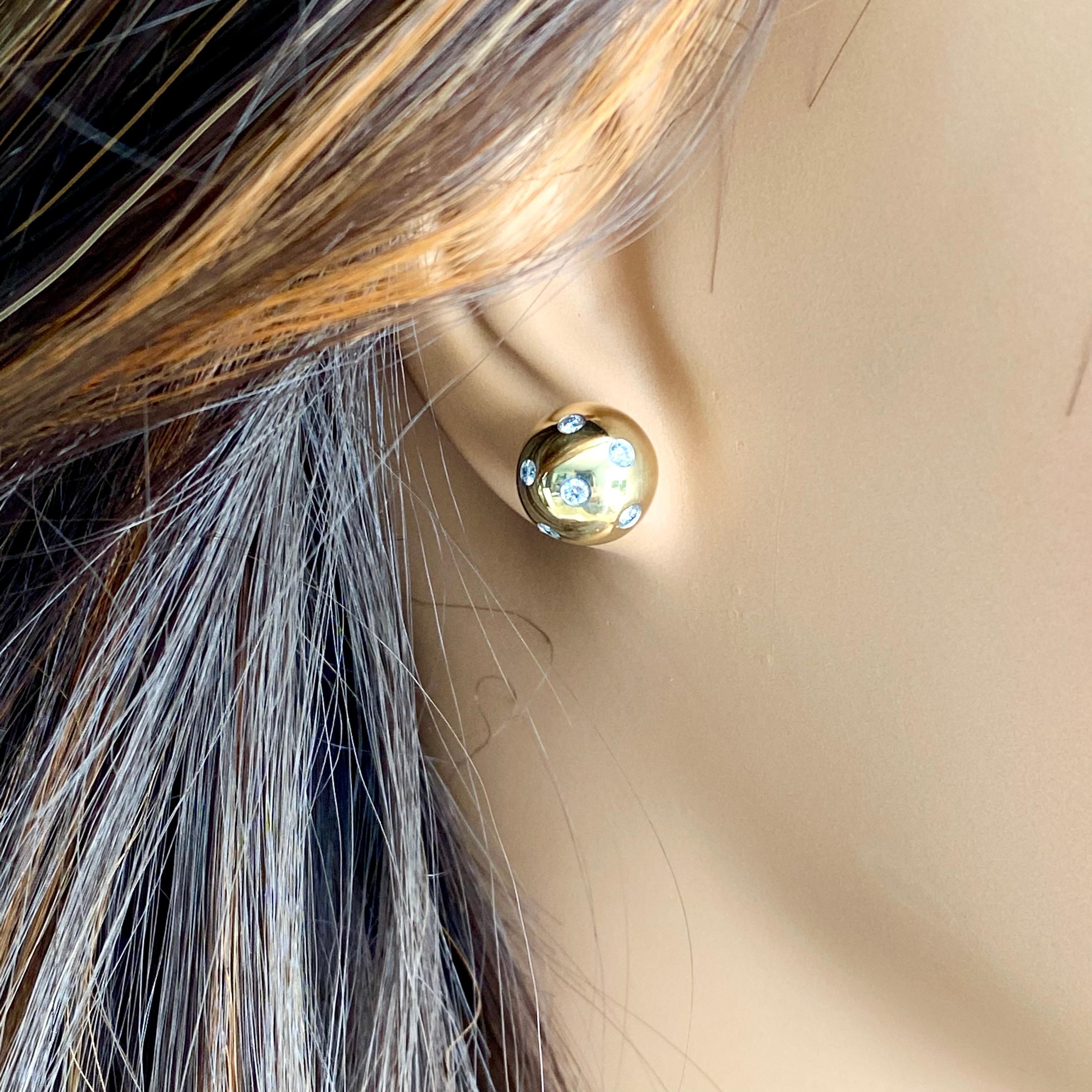 Women's or Men's Vintage Tiffany Co Etoile Diamond Eighteen Karat Yellow Gold Platinum Earrings