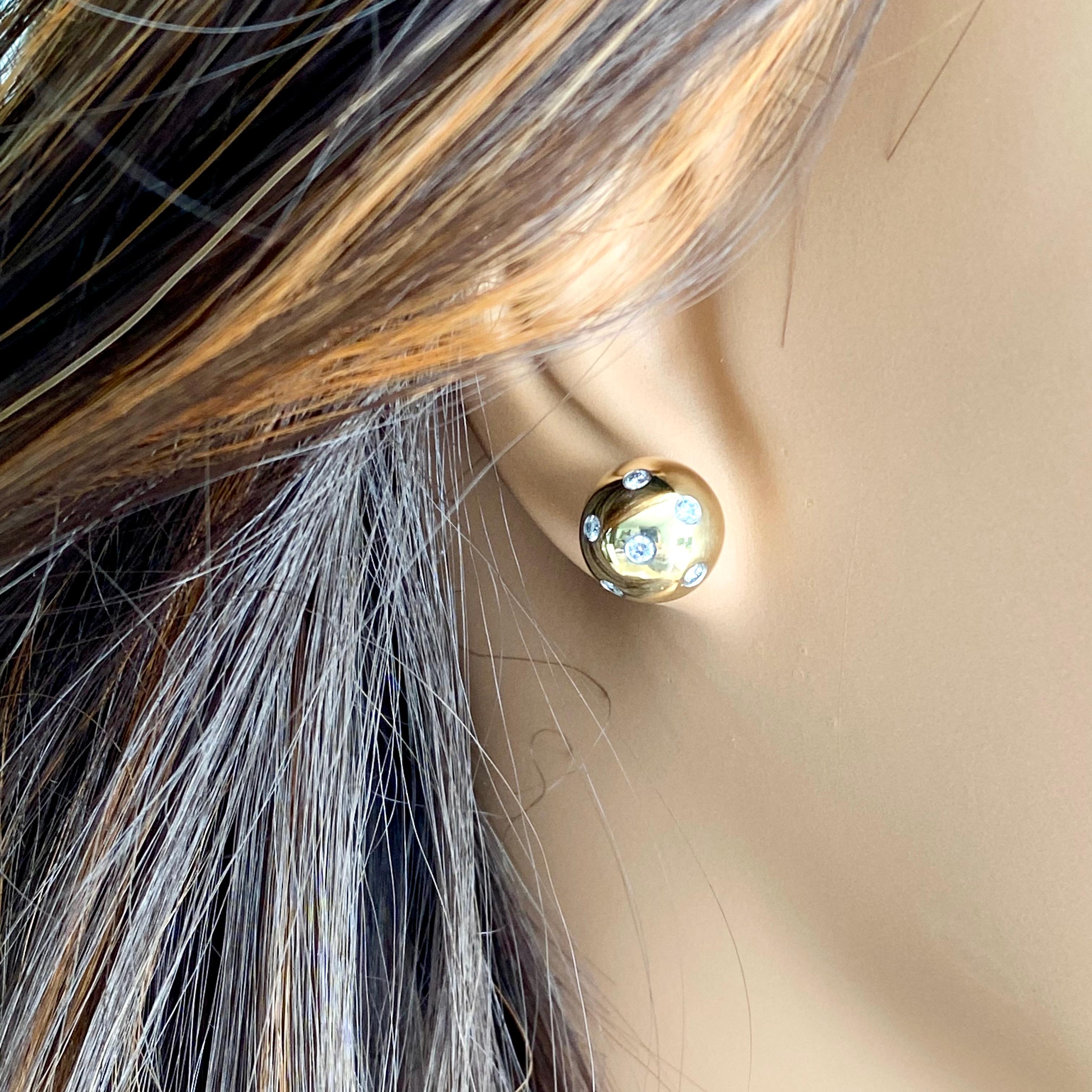 Vintage Tiffany Co Etoile Diamond Eighteen Karat Yellow Gold Platinum Earrings 2