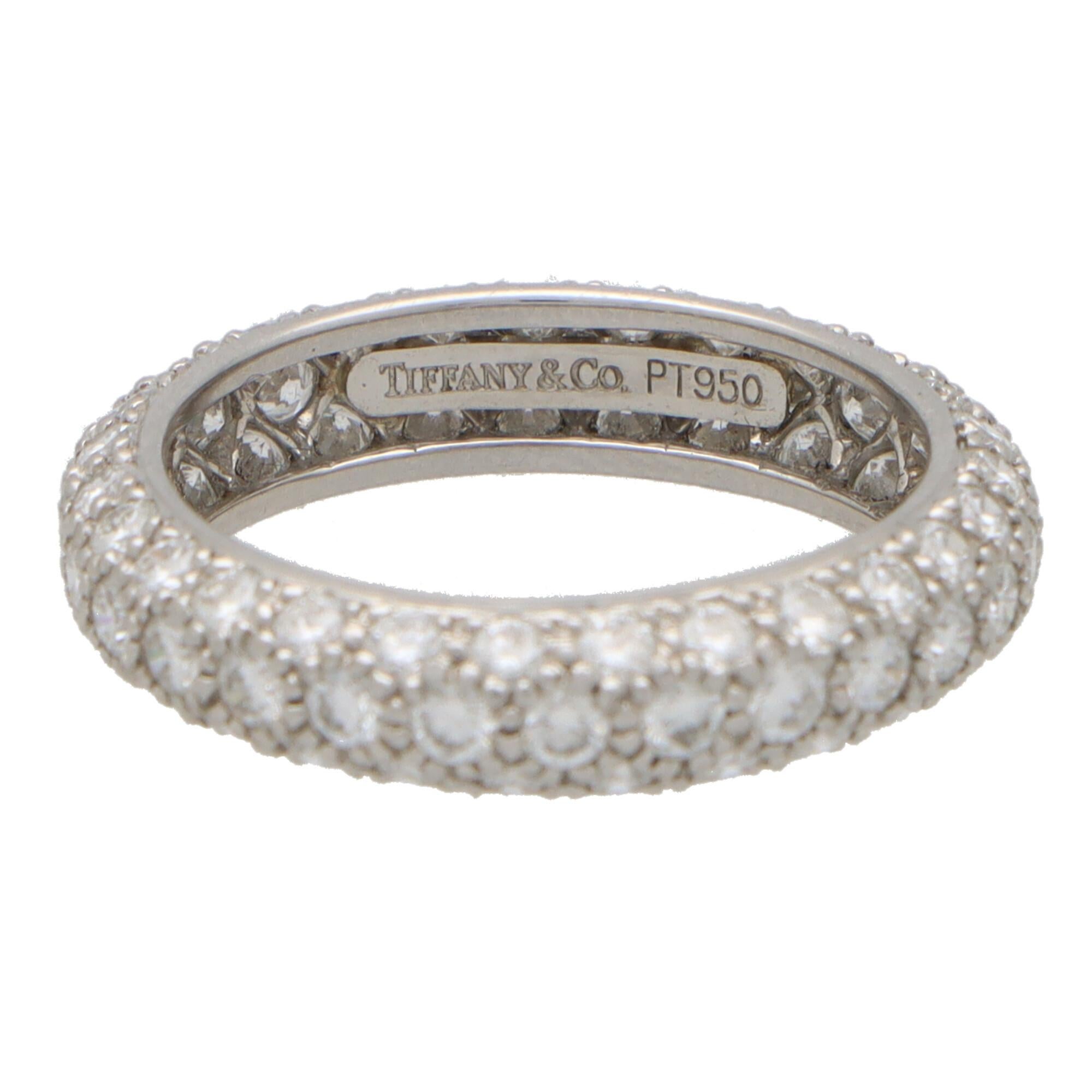 Modern Vintage Tiffany & Co. Etoile Diamond Three-Row Eternity Band in Platinum