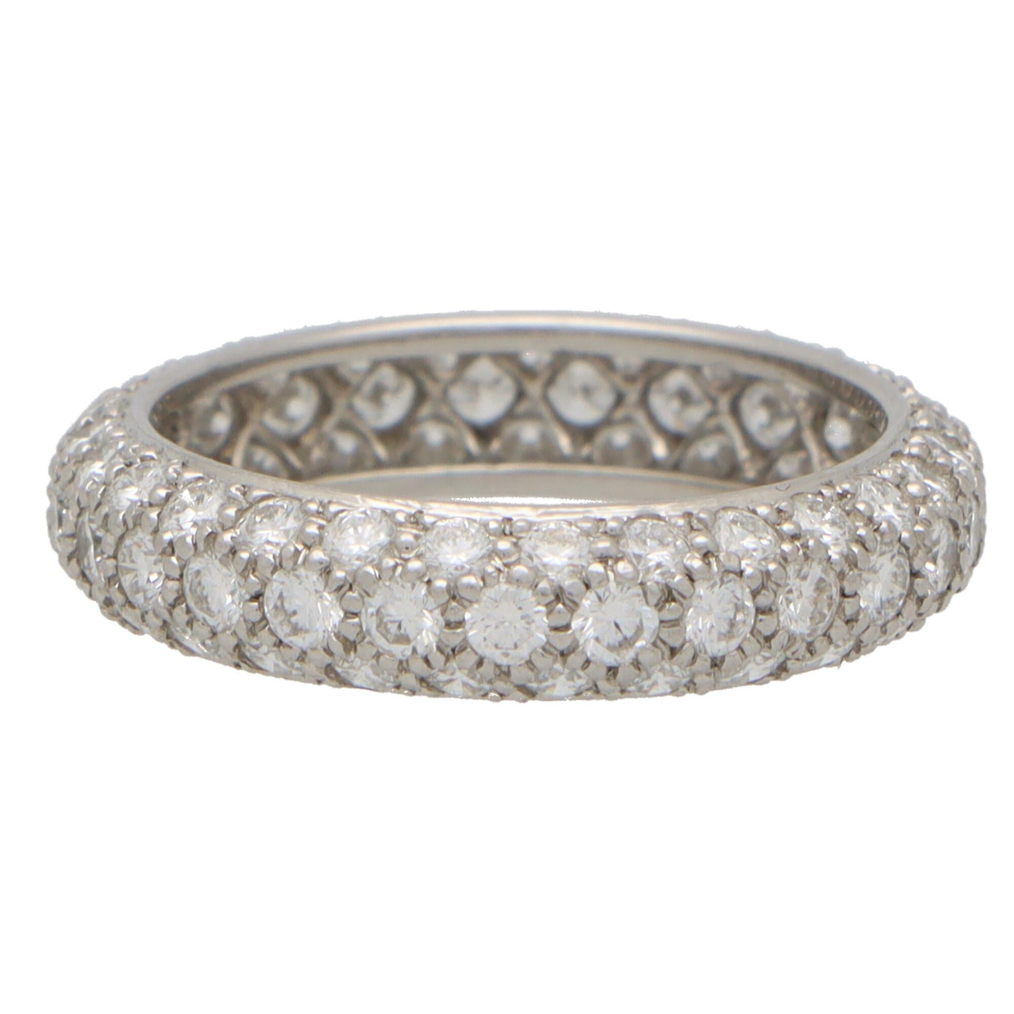 Vintage Tiffany & Co. Etoile Diamond Three-Row Eternity Band in Platinum In Excellent Condition In London, GB