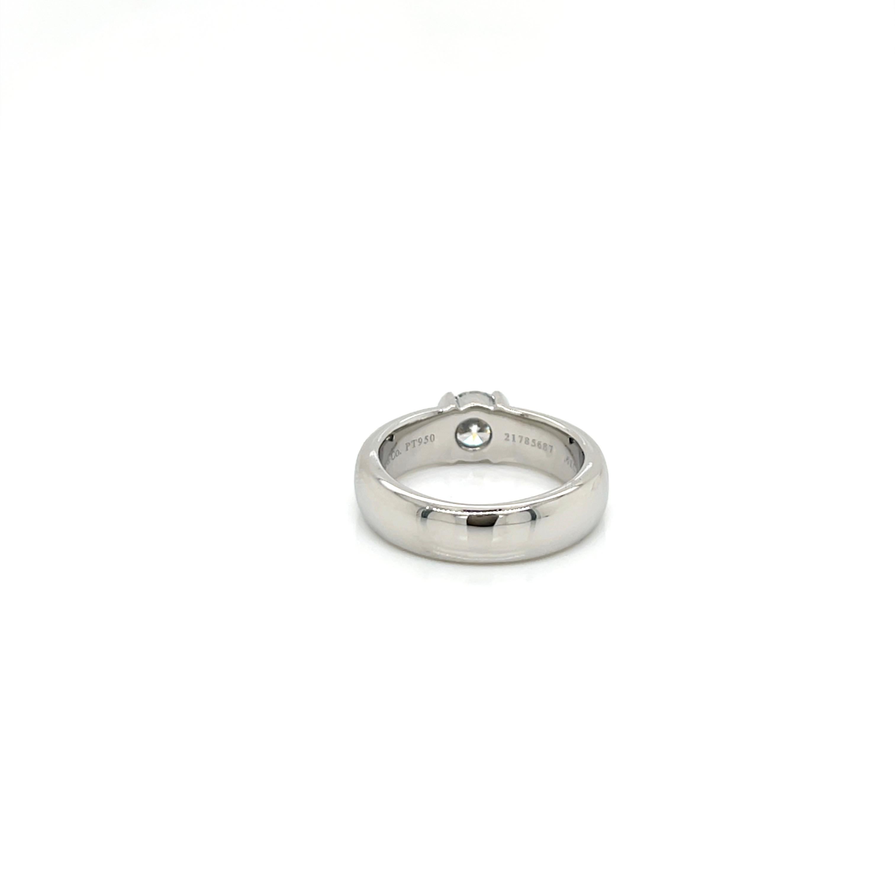 Donna Vintage Tiffany & Co. Etoile Platinum Diamond Half-Bezel Engagement Ring - .61ct in vendita