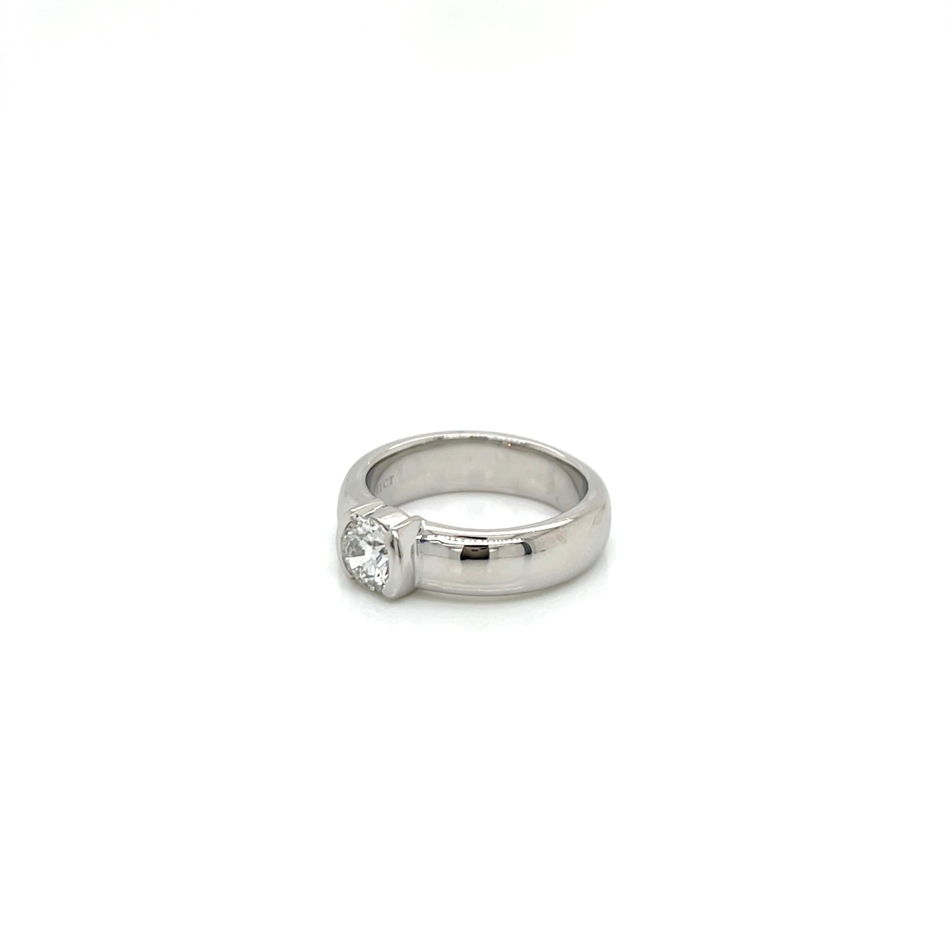 Vintage Tiffany & Co. Etoile Platinum Diamond Half-Bezel Engagement Ring - .61ct in vendita 1