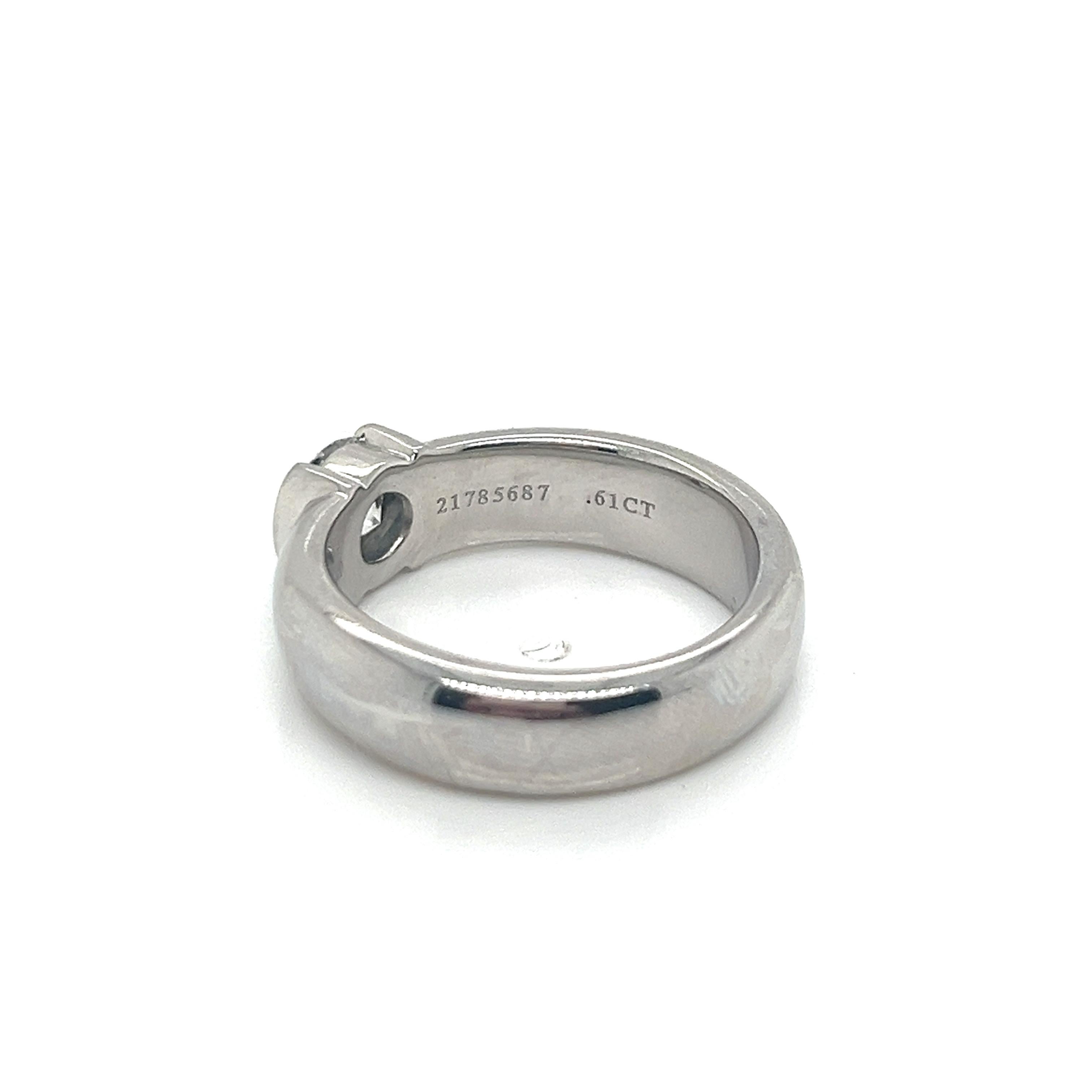 Vintage Tiffany & Co. Etoile Platinum Diamond Half-Bezel Engagement Ring - .61ct In Excellent Condition For Sale In Boston, MA