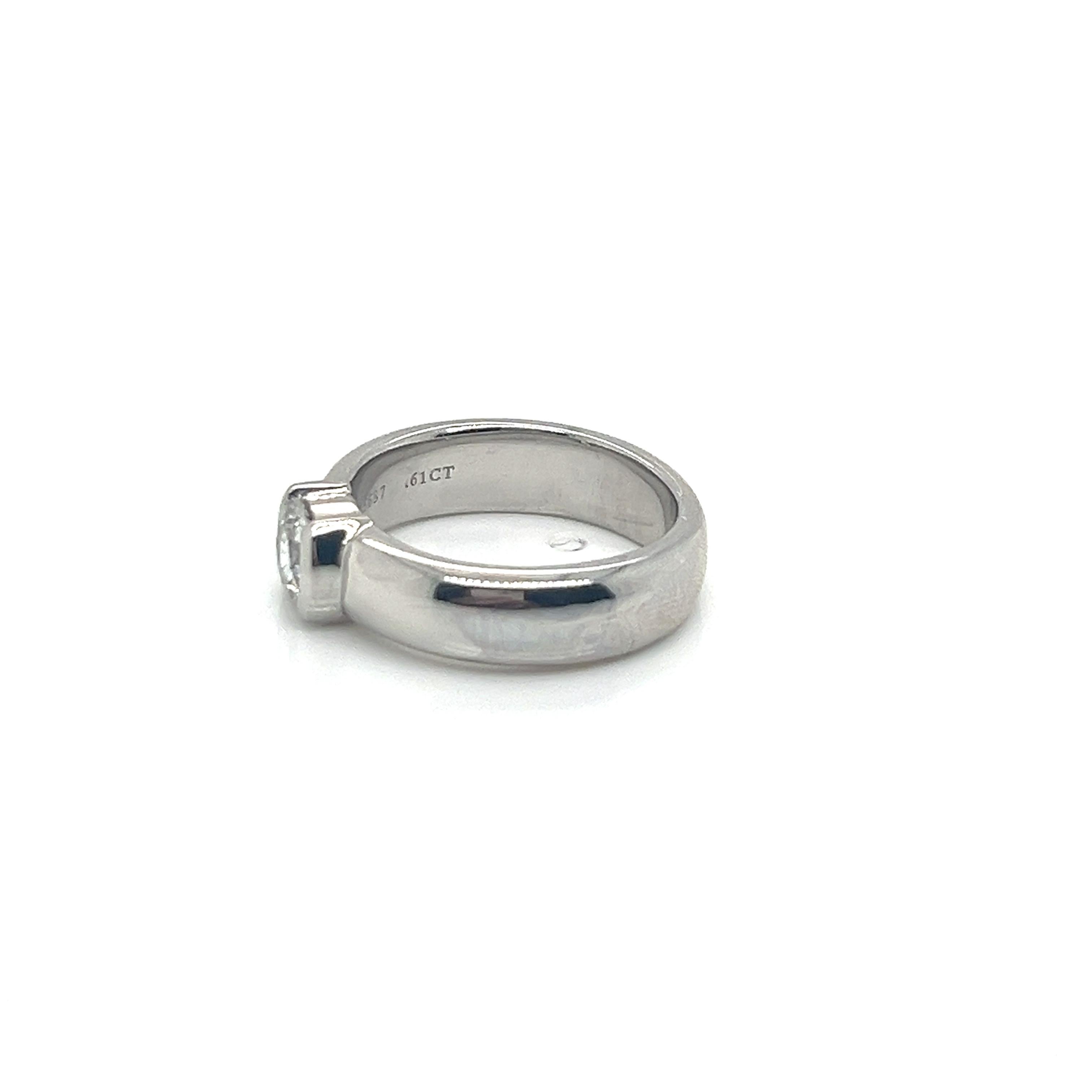 Women's Vintage Tiffany & Co. Etoile Platinum Diamond Half-Bezel Engagement Ring - .61ct For Sale
