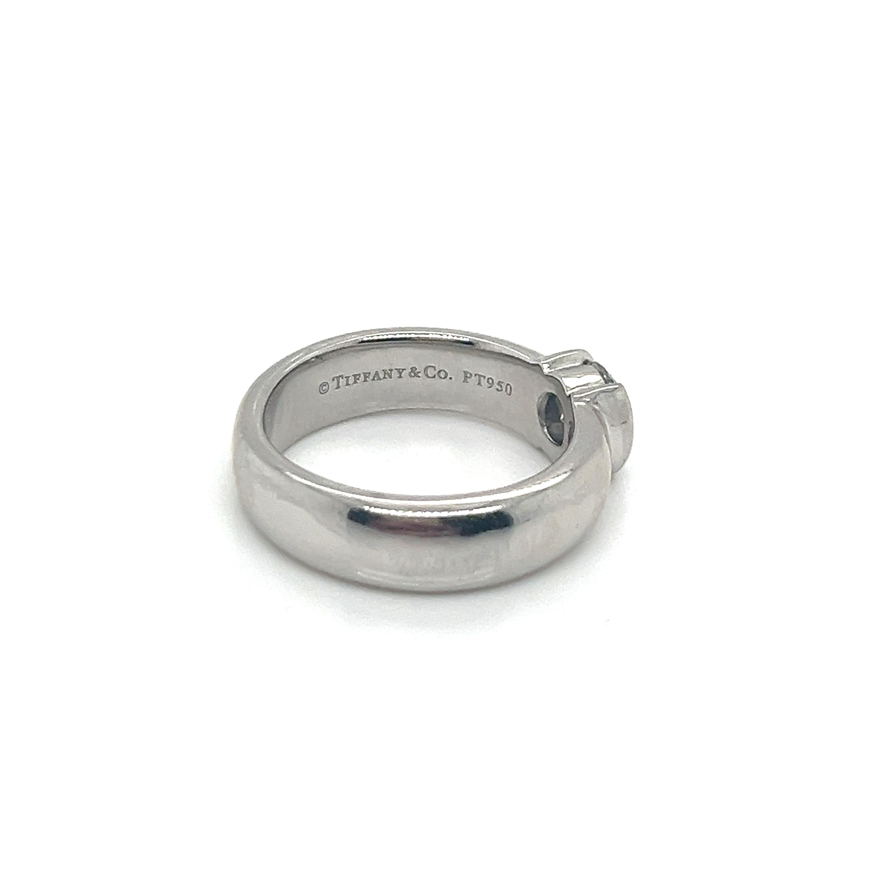 Vintage Tiffany & Co. Etoile Platinum Diamond Half-Bezel Engagement Ring - .61ct For Sale 1
