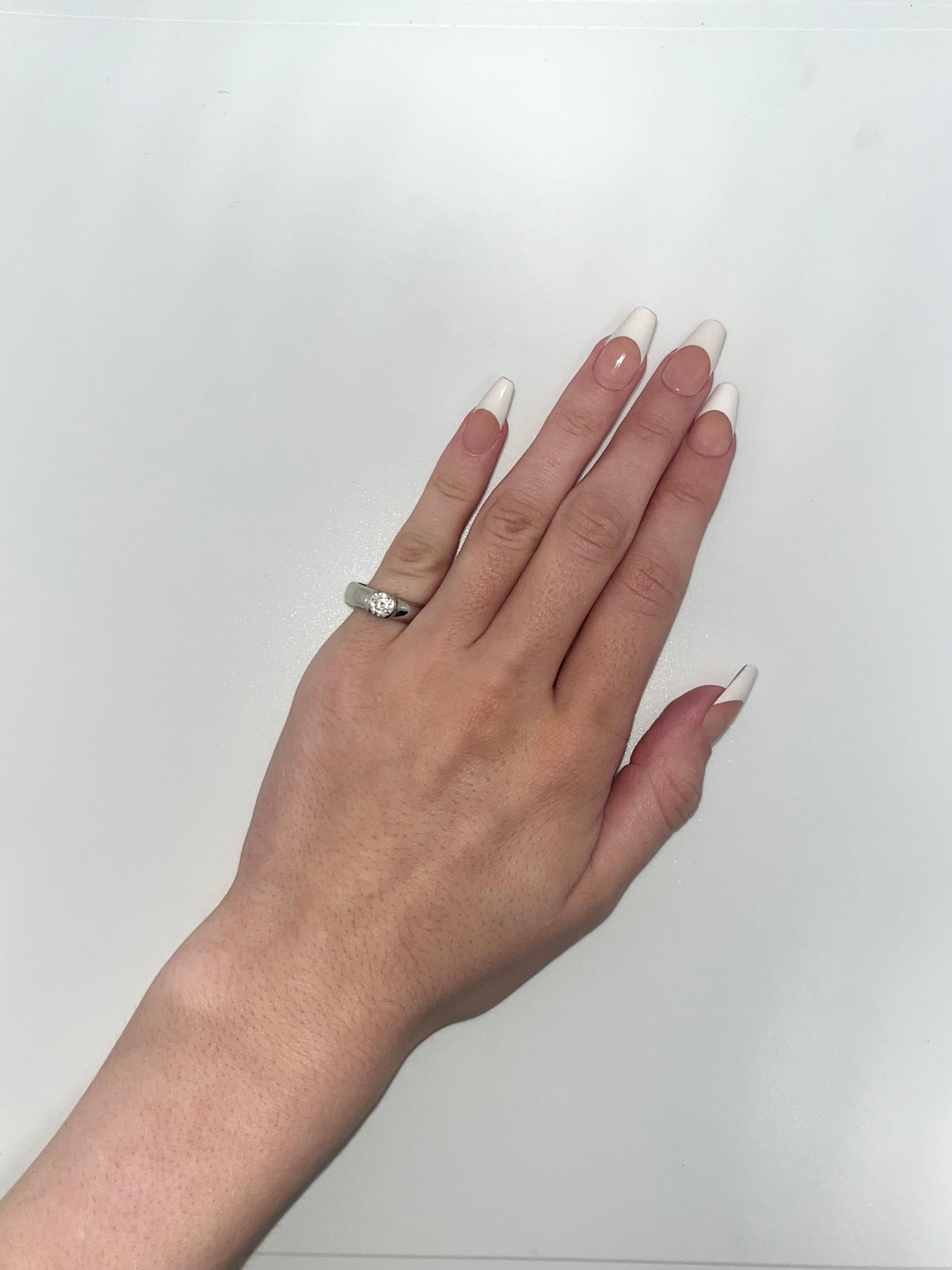 Vintage Tiffany & Co. Etoile Platinum Diamond Half-Bezel Engagement Ring - .61ct For Sale 4