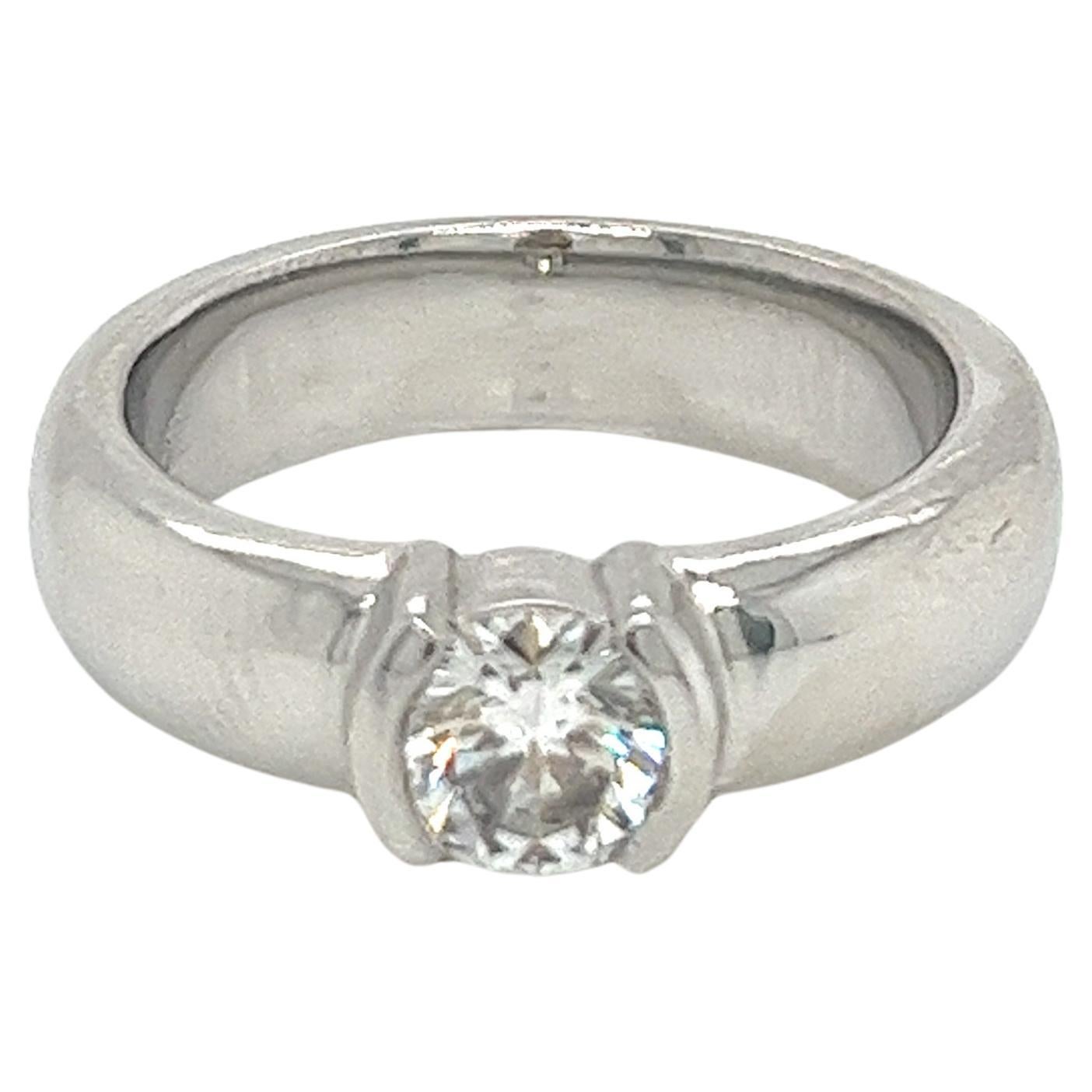 Vintage Tiffany & Co. Etoile Platinum Diamond Half-Bezel Engagement Ring - .61ct