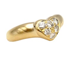 Vintage Tiffany & Co. Etoile Round Brilliant Diamond Heart Yellow Gold Band Ring