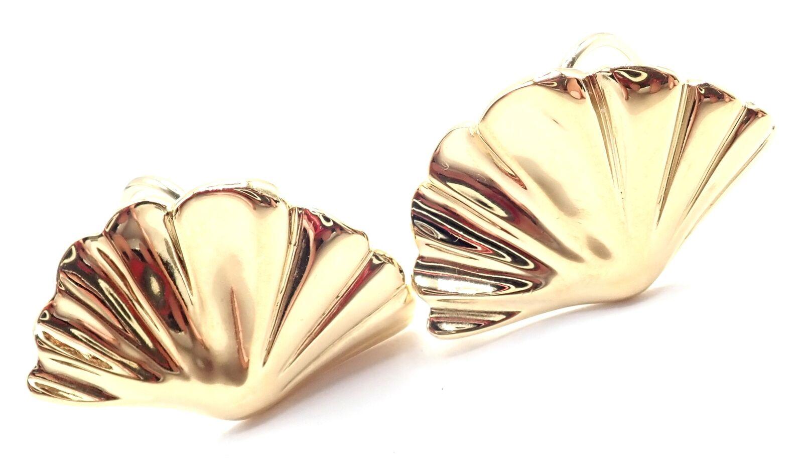 Vintage Tiffany & Co Fan Shell Yellow Gold Earrings For Sale 3