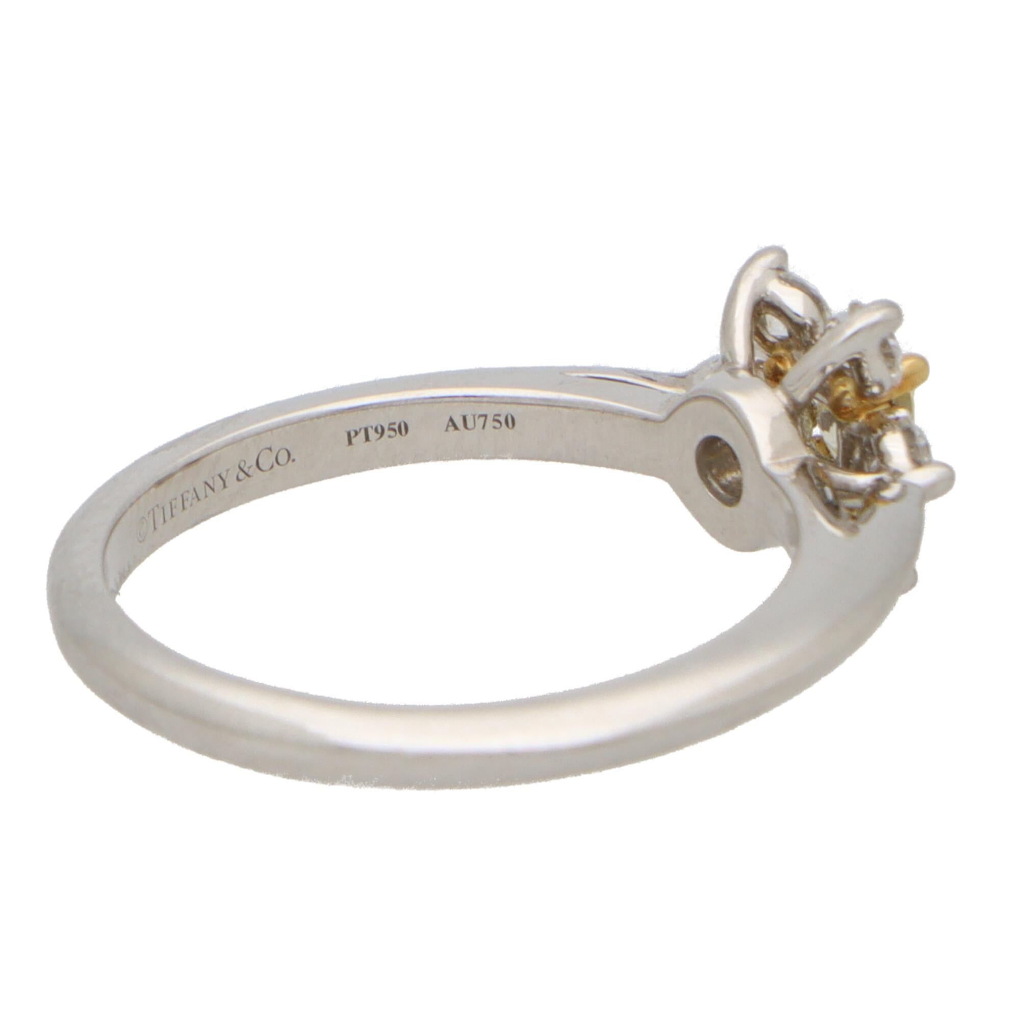 Women's or Men's Vintage Tiffany & Co Fancy Intense Yellow Diamond Cluster Ring in Platinum