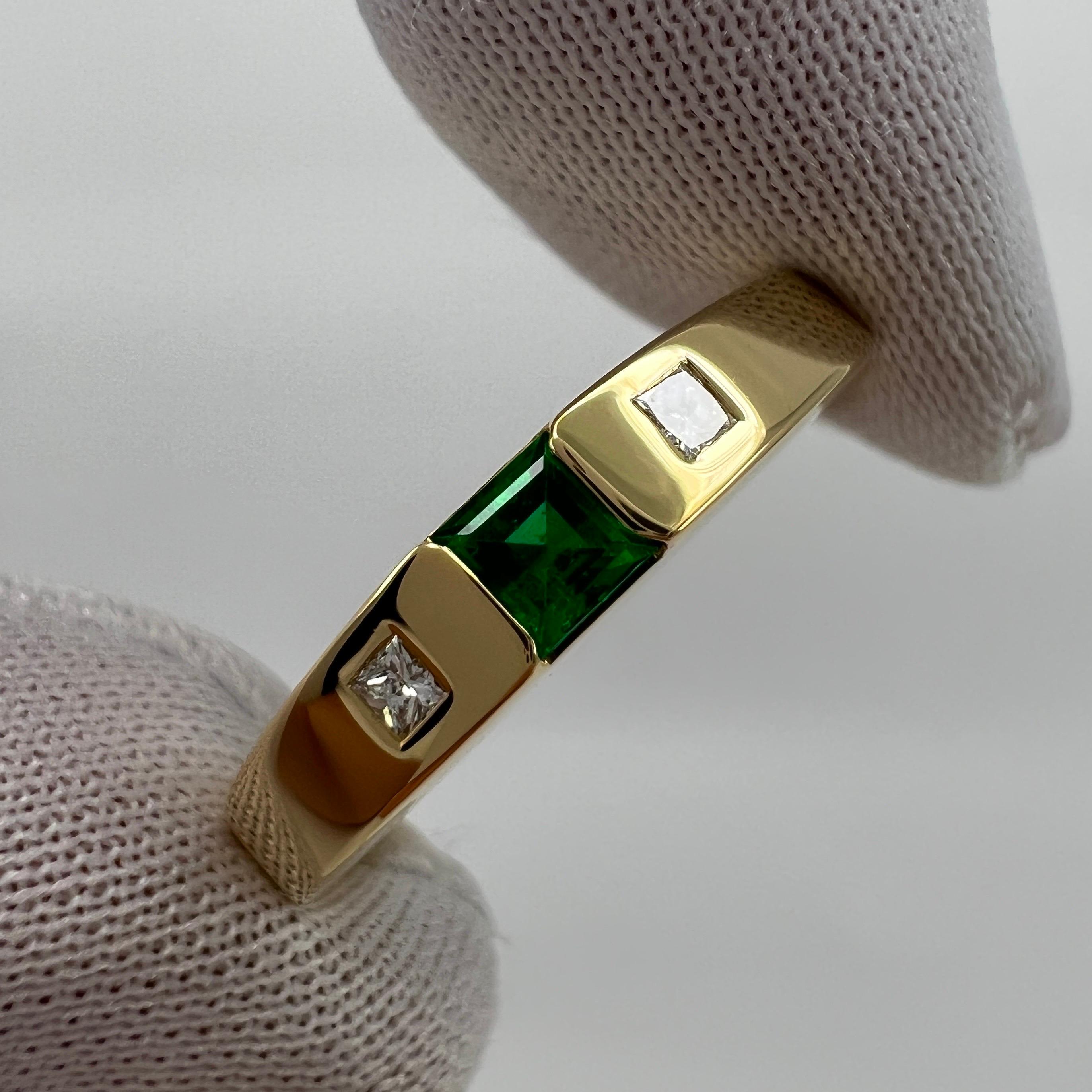 18 Karat Gelbgold Dreisteinring mit feinem Smaragd und Diamant von Tiffany & Co 6