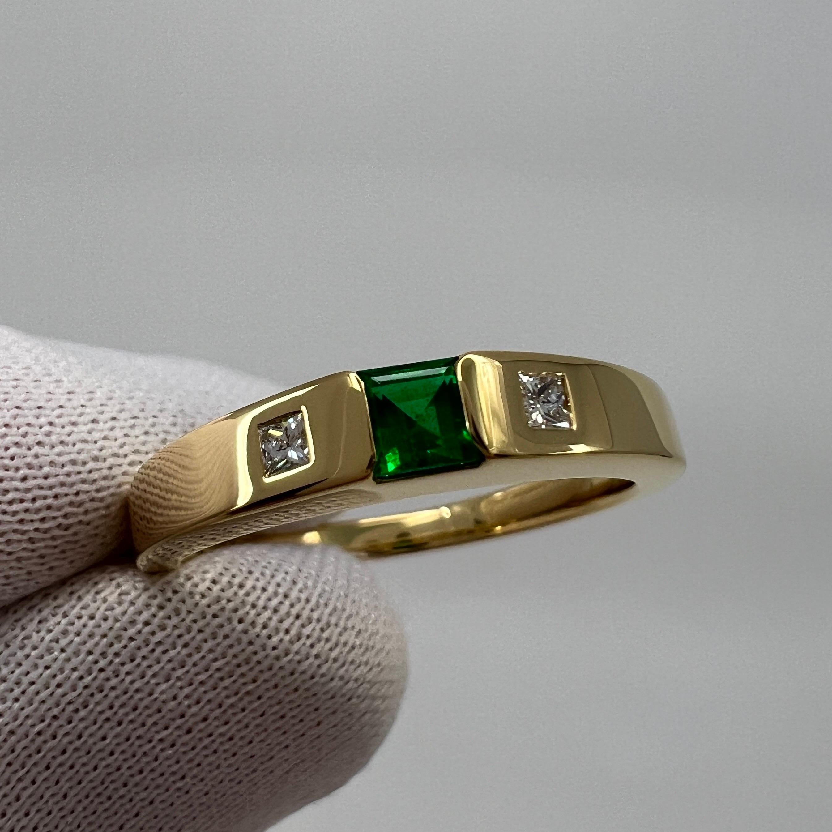18 Karat Gelbgold Dreisteinring mit feinem Smaragd und Diamant von Tiffany & Co 7