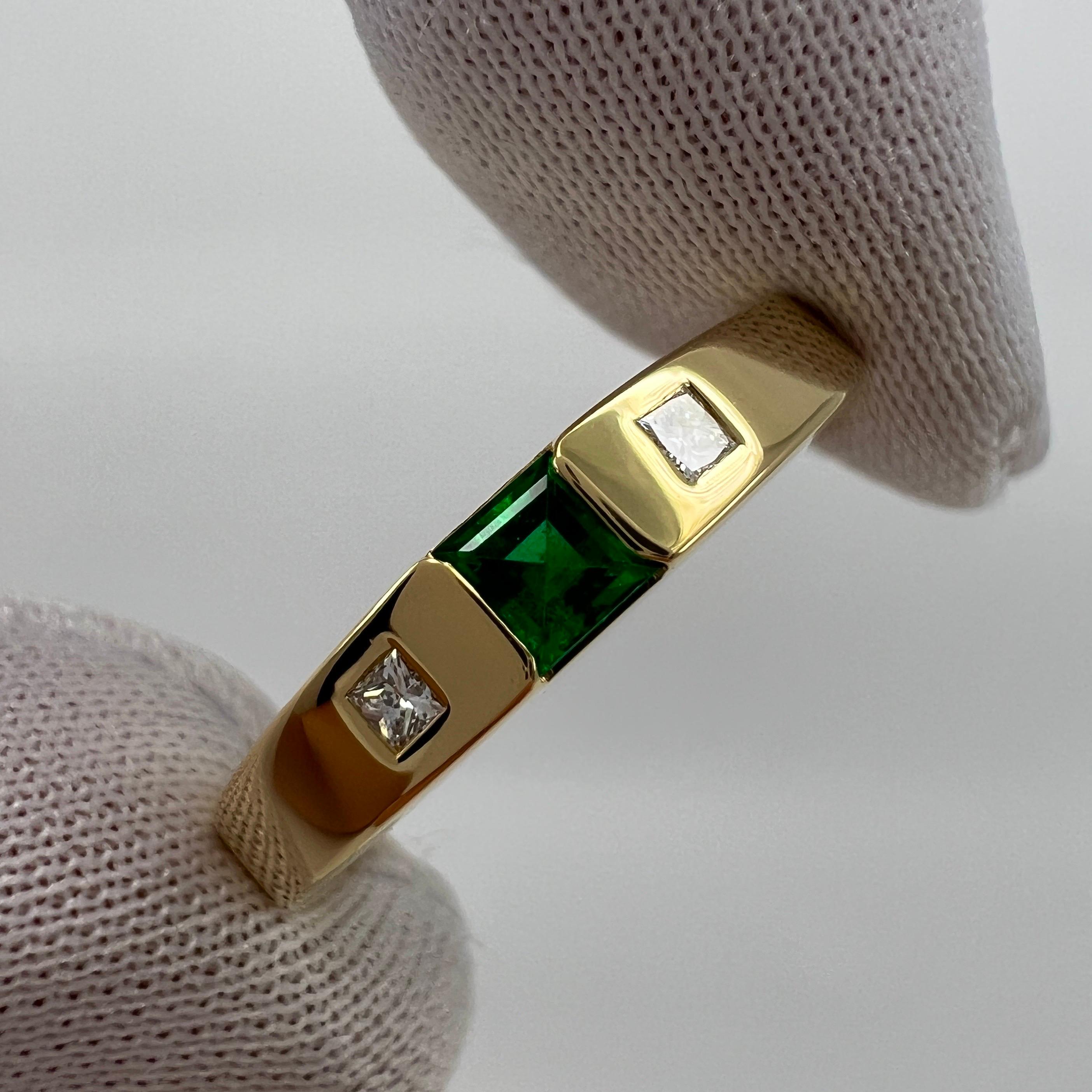 18 Karat Gelbgold Dreisteinring mit feinem Smaragd und Diamant von Tiffany & Co 4