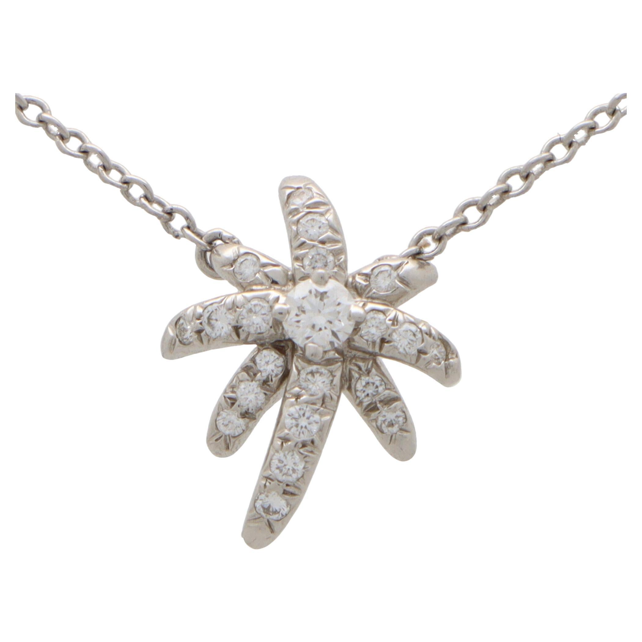 Vintage Tiffany & Co. Fireworks Diamond Pendant Necklace Set in Platinum