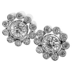 Vintage Tiffany 
Co. Flower Diamond Platinum Stud Earrings