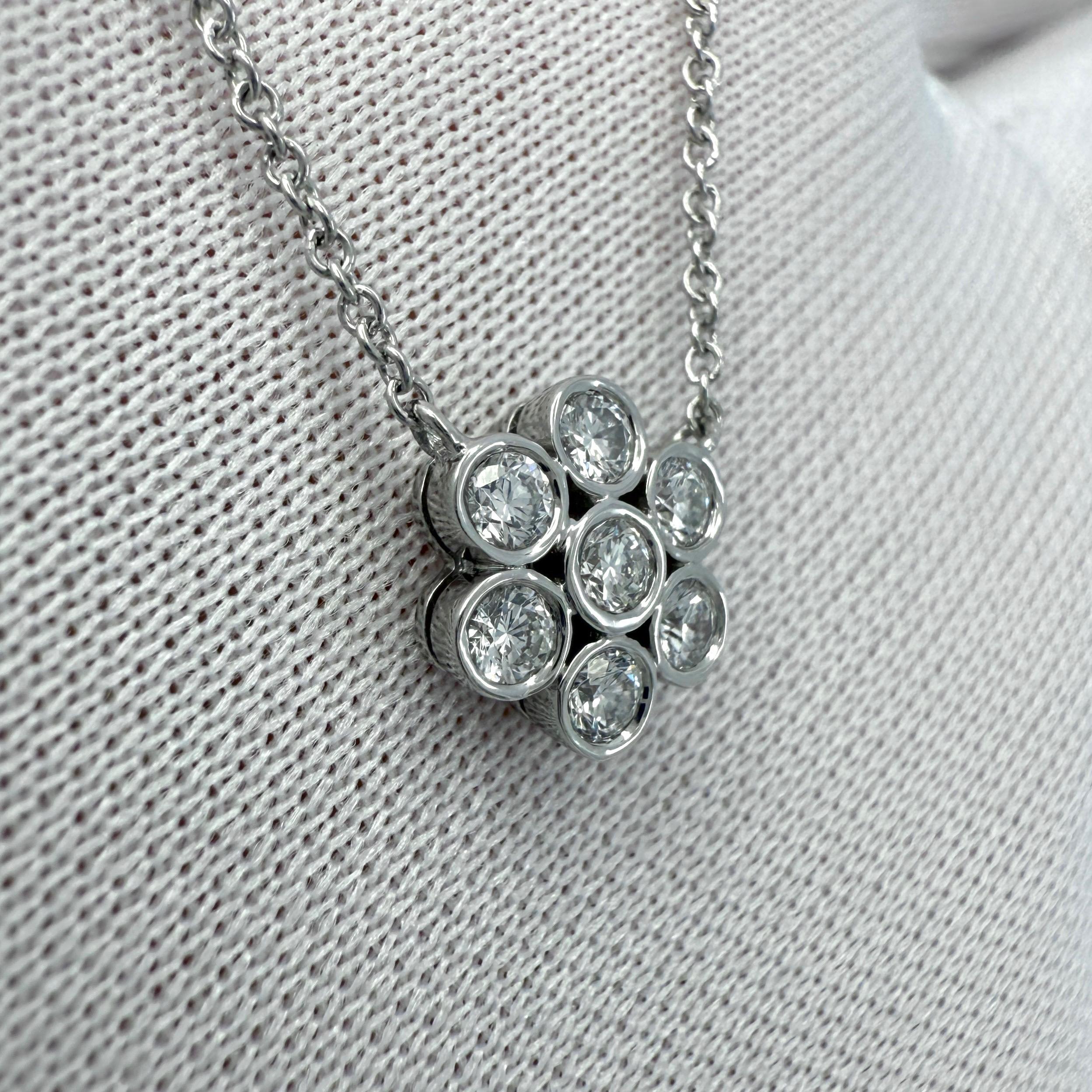 Women's Vintage Tiffany & Co. Flower Garden Round Cut Diamond Platinum Pendant Necklace