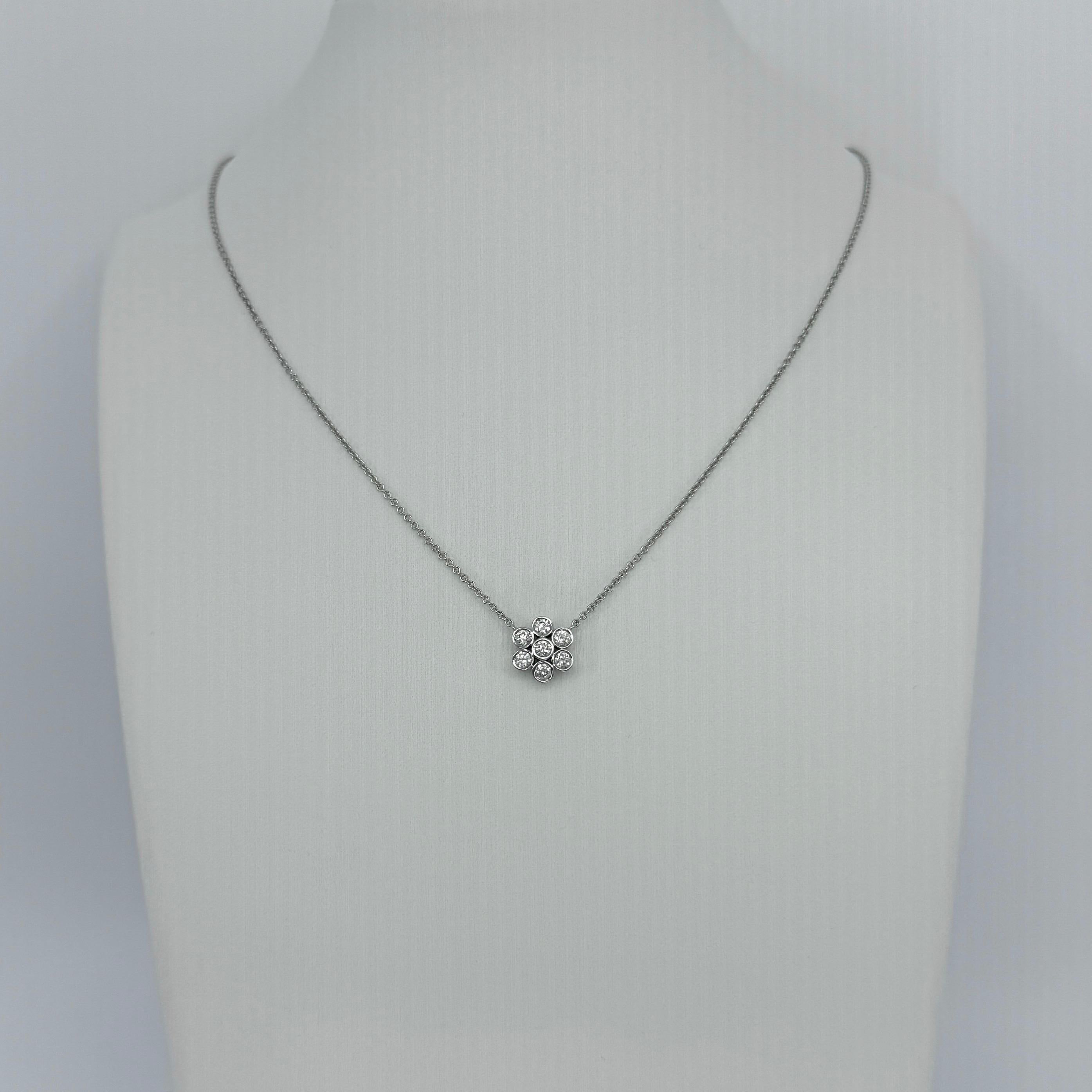 Vintage Tiffany & Co. Flower Garden Round Cut Diamond Platinum Pendant Necklace 5