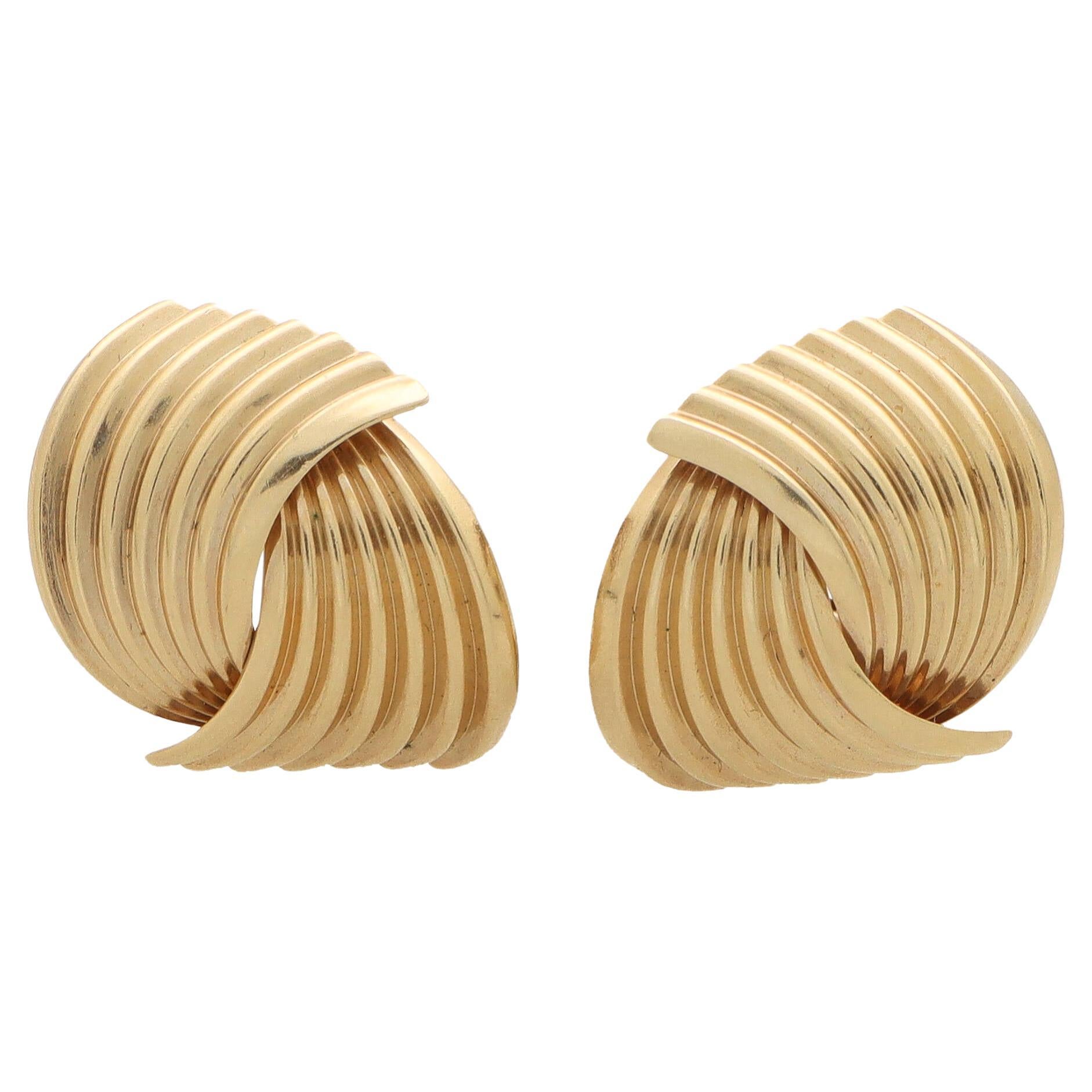  Weinlese Tiffany & Co. Geriffelte Fächer-Ohrringe aus 14k Rose Gold im Angebot