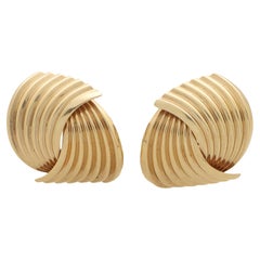  Retro Tiffany & Co. Fluted Fan Earrings in 14k Rose Gold