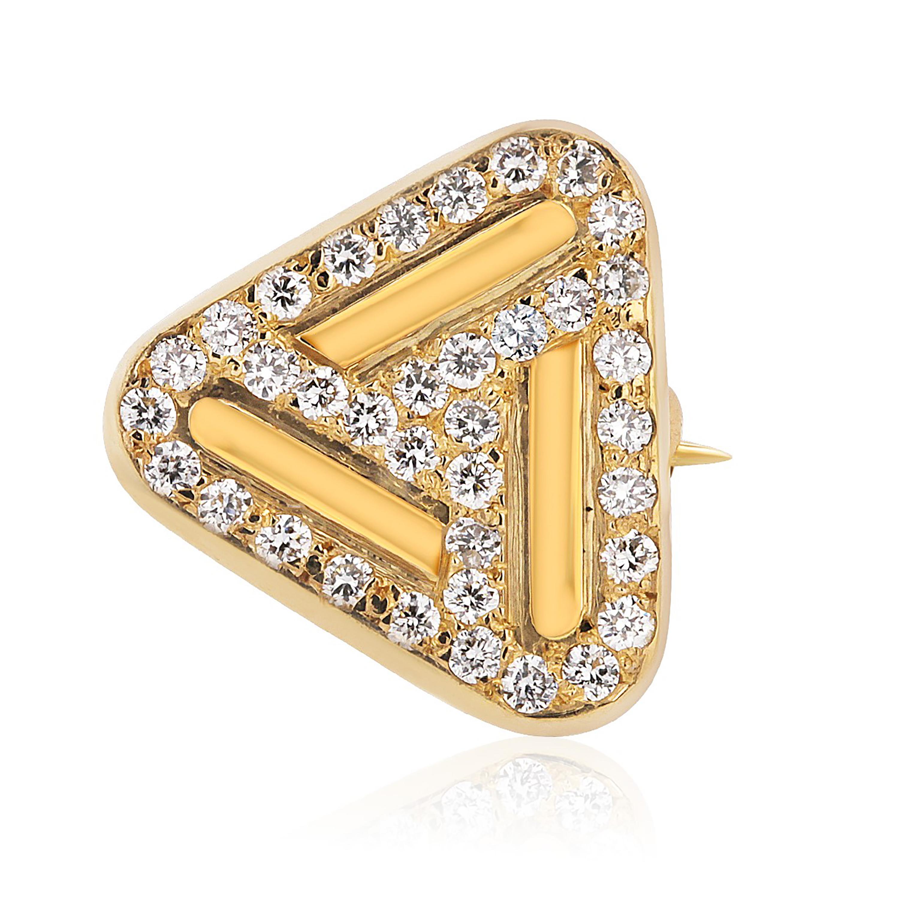 Contemporary Vintage Tiffany Co Fourteen Kara Yellow Gold 0.50 Inch Lapel Pin with Diamonds