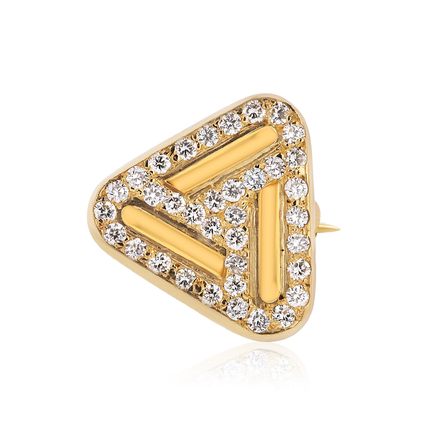 Round Cut Vintage Tiffany Co Fourteen Kara Yellow Gold 0.50 Inch Lapel Pin with Diamonds