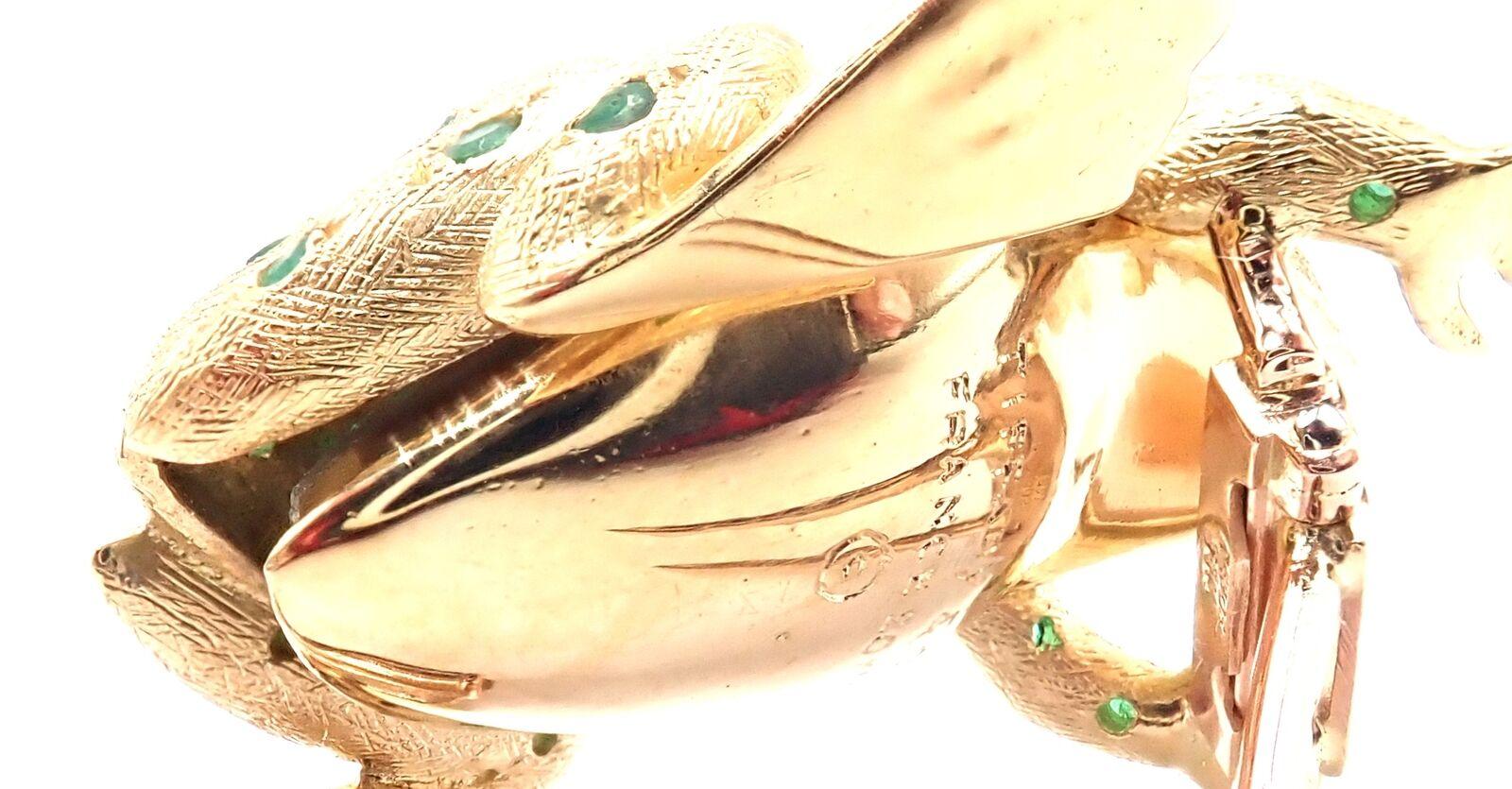 Tiffany & Co France Broche vintage grenouille en or jaune, rubis et émeraude Unisexe en vente