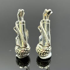 Vintage Tiffany & Co France Sterling Silver Golf Clubs and Balls Cufflinks