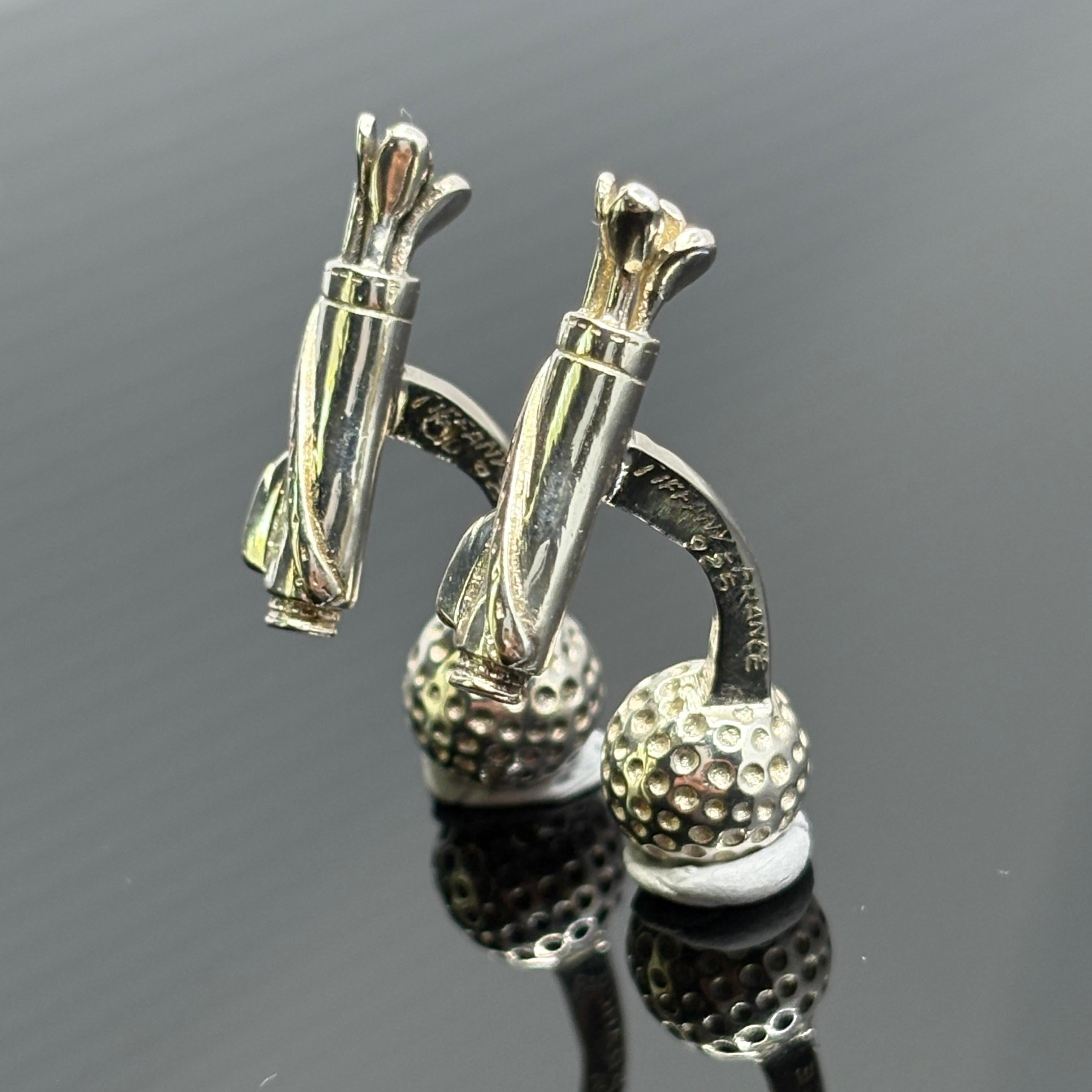 Vintage Tiffany & Co Frankreich Sterling Silber Golf Clubs und Bälle Manschettenknöpfe für Damen oder Herren im Angebot