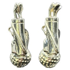 Boutons de manchette Vintage Tiffany & Co France Sterling Silver Golf Clubs and Balls