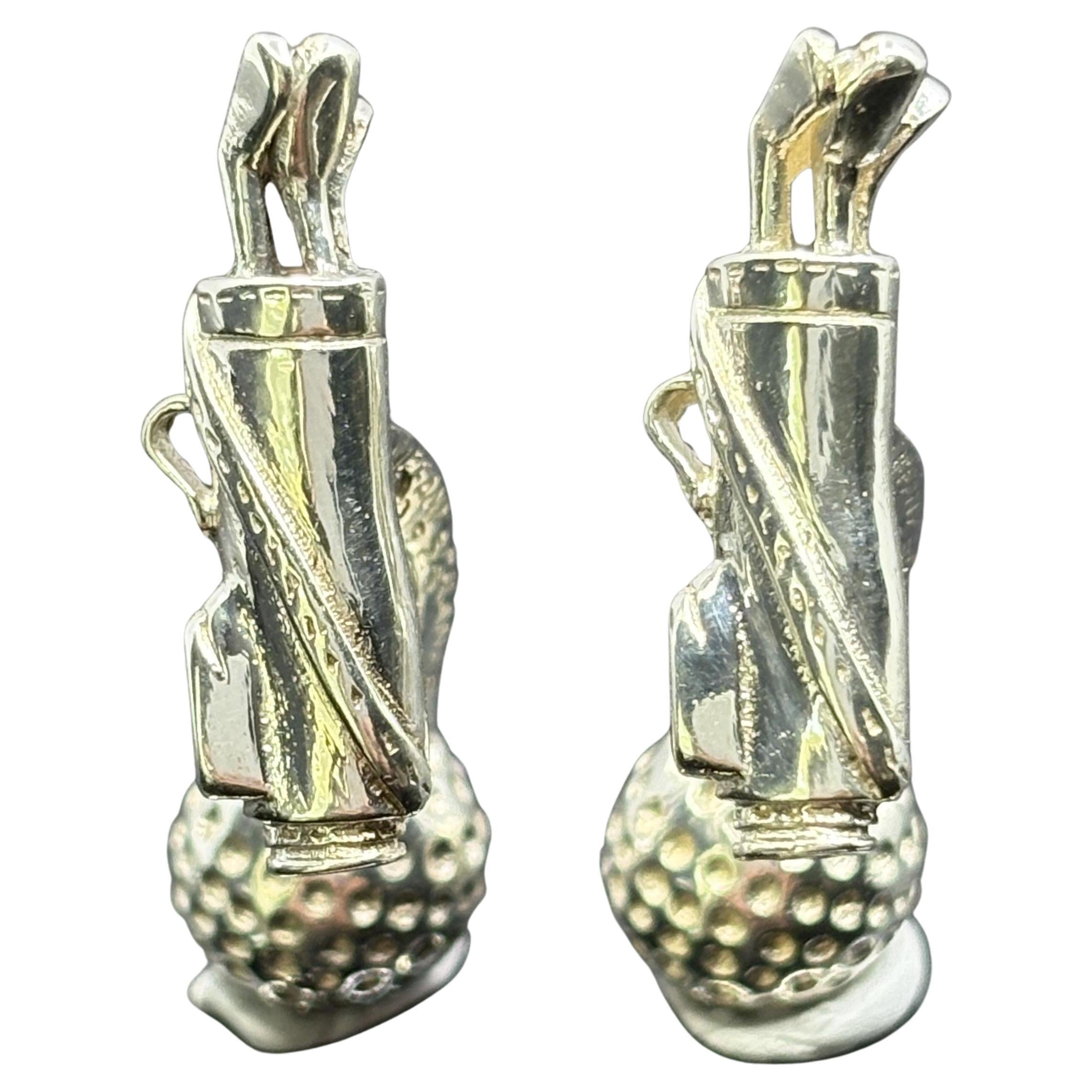 Vintage Tiffany & Co Frankreich Sterling Silber Golf Clubs und Bälle Manschettenknöpfe im Angebot
