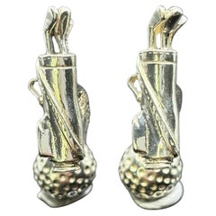 Vintage Tiffany & Co France Sterling Silver Golf Clubs and Balls Cufflinks
