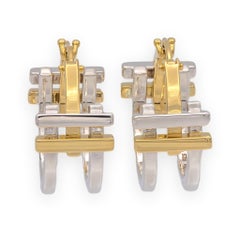 Vintage Tiffany & Co. Frank Gehry Axis Hoop Earrings 18K Gold & Sterling Silver