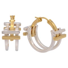 Vintage Tiffany & Co. Pendientes de aro Axis de Frank Gehry Oro de 18 quilates y plata de ley