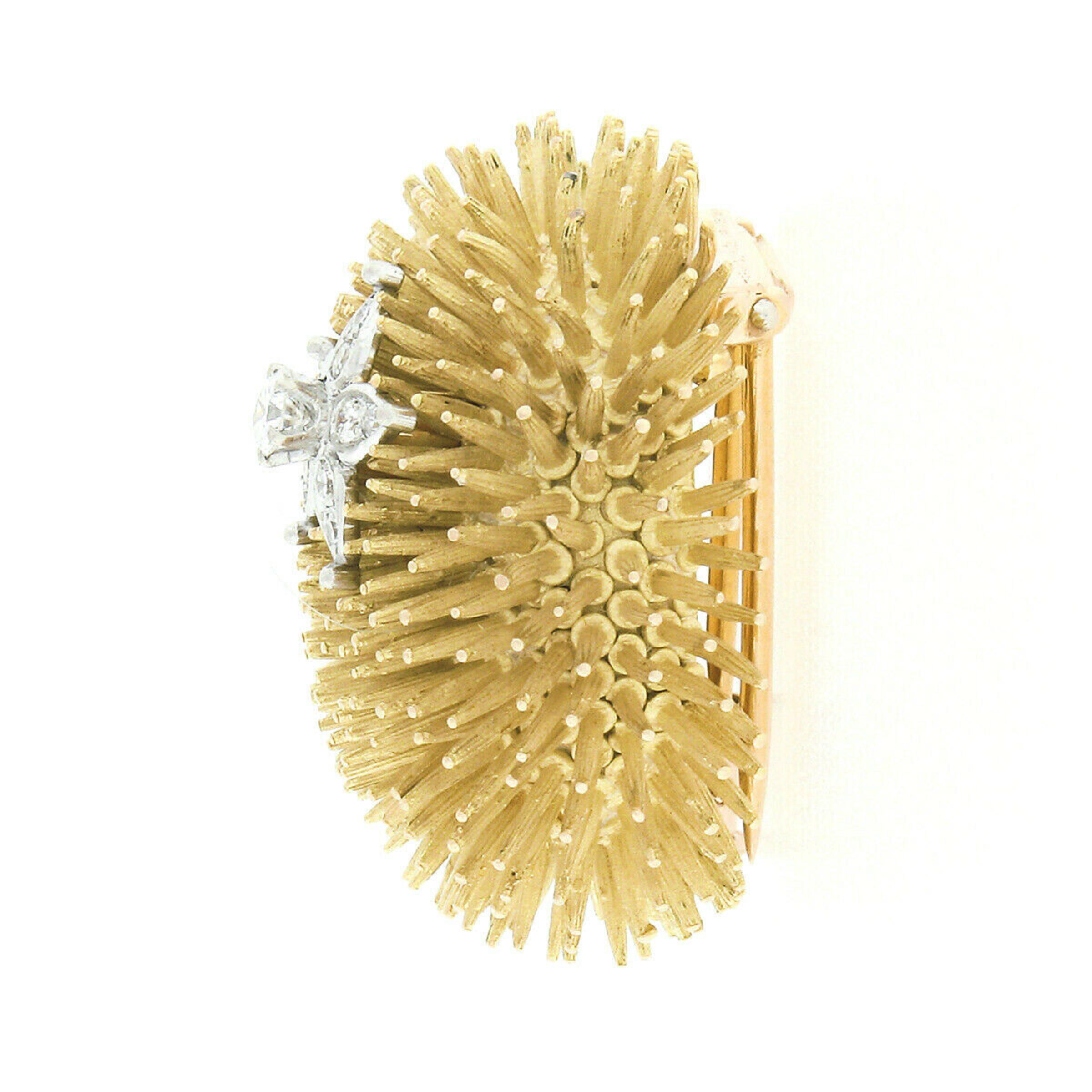 Round Cut Vintage Tiffany & Co. French 18k Gold Diamond Starfish on Sea Urchin Pin Brooch