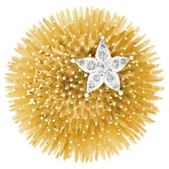 Vintage Tiffany & Co. French French 18k Gold Diamond Starfish on Sea Urchin Pin Brooch