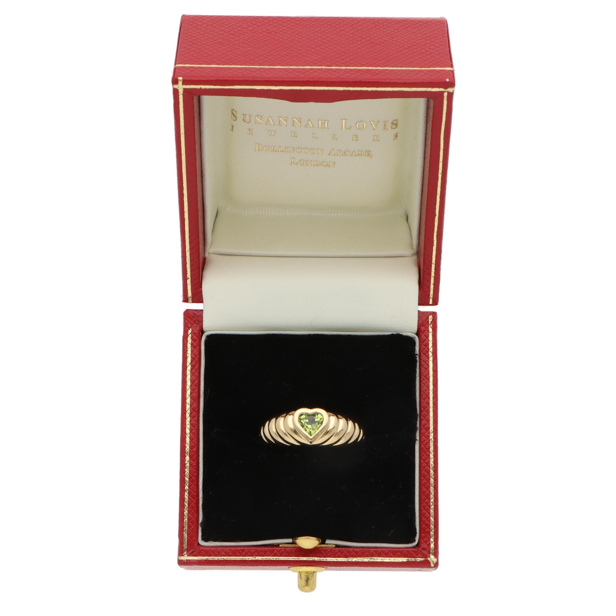 Heart Cut Vintage Tiffany & Co. Friendship Peridot Ring in Yellow Gold