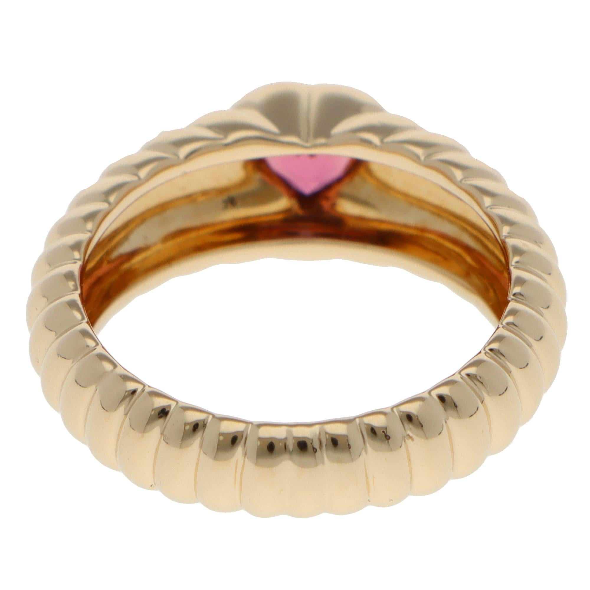 Cuore Tiffany & Co. d'epoca. Anello con tormalina rosa dell'amicizia in vendita