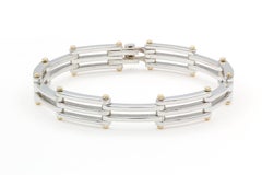 Vintage Tiffany & Co. Gate Link Bracelet Sterling Silver & 18k Yellow Gold 7.75”